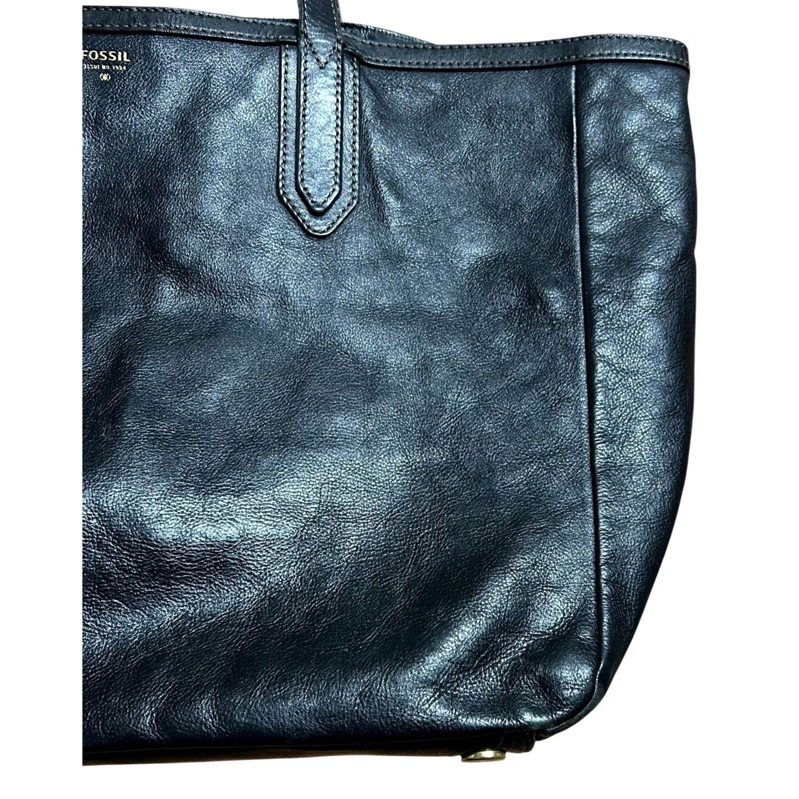 Fossil Fossil Sydney Shopper Tote Shoulder Bag Large Black Leather Women's Purse Size ONE SIZE - 3 Thumbnail