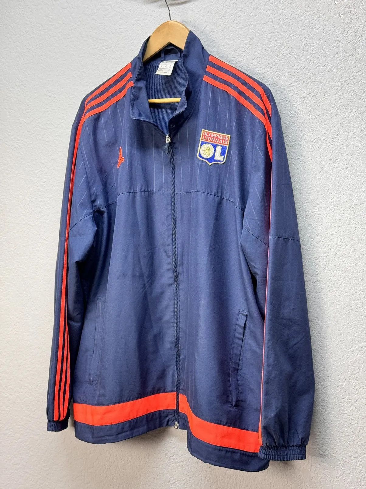 Adidas × Vintage Adidas Olympique Lyon Zip Sweatshirt Soccer Jersey 2015 Size US XL / EU 56 / 4 - 3 Thumbnail