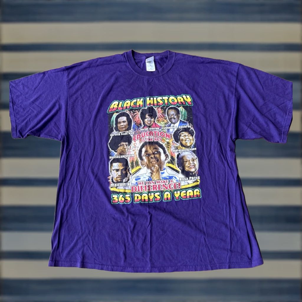Gildan VINTAGE 90s Y2K Black History Month MLK Double Sided Rap Style T Shirt 3XL Size US XXL / EU 58 / 5 - 1 Thumbnail