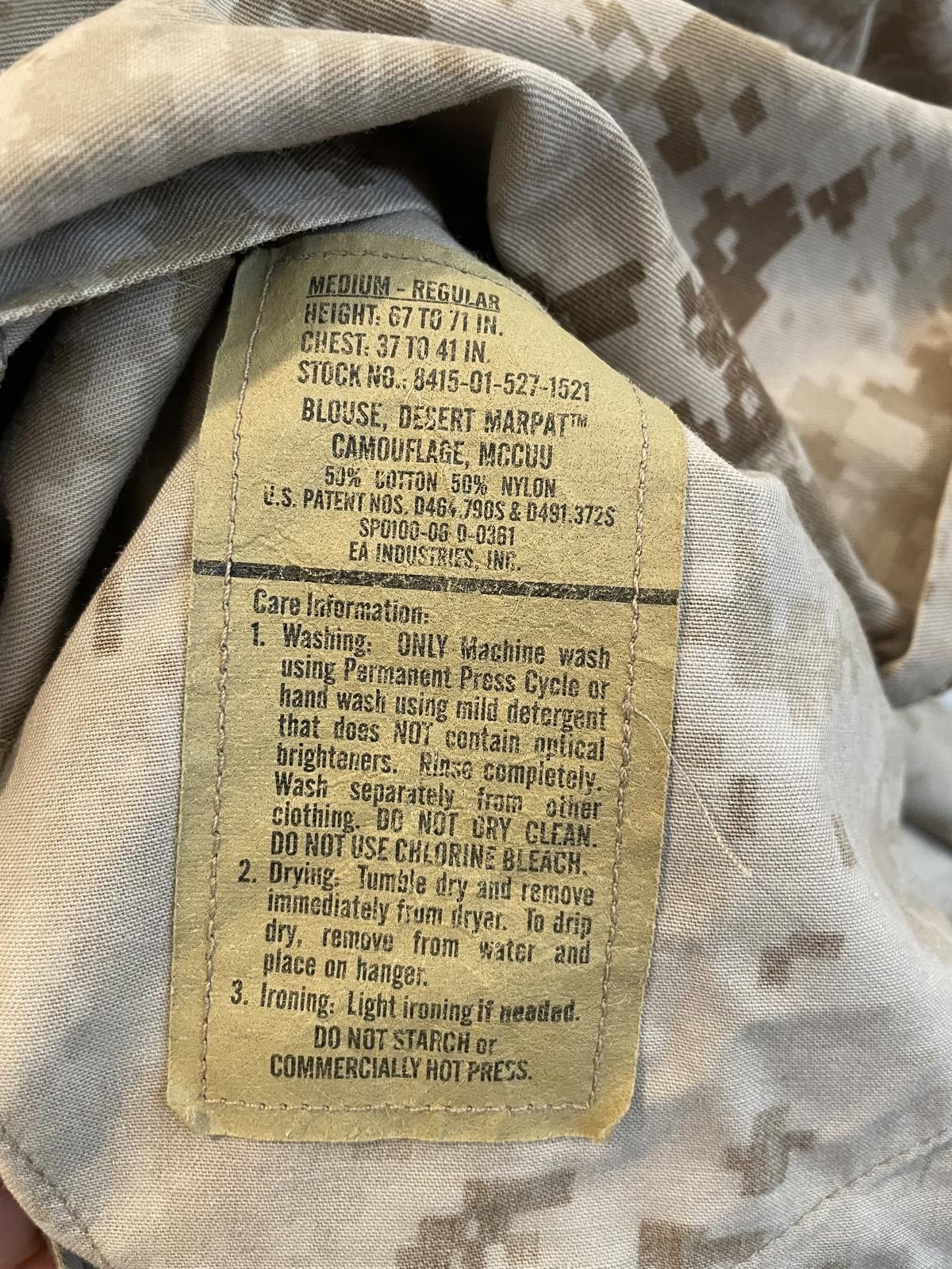 Designer USMC Desert MARPAT Camouflage Blouse MCCUU Medium Regular EA Size ONE SIZE - 3 Thumbnail