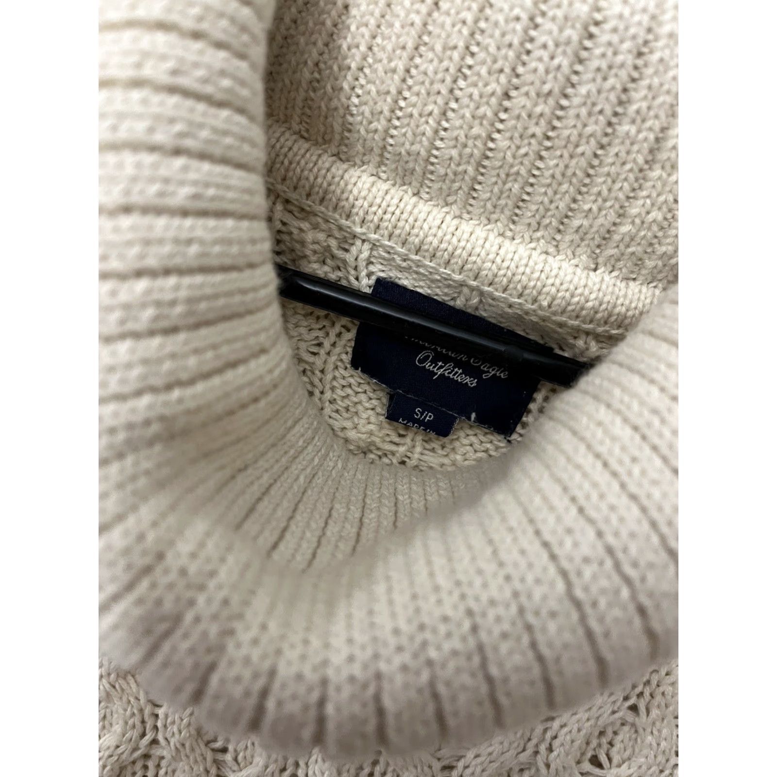 American Eagle Outfitters American Eagle Sweater Women’s S Ivory Cable-Knit Long Sleeve Turtleneck Casual Classic 90s Size S / US 4 / IT 40 - 2 Thumbnail