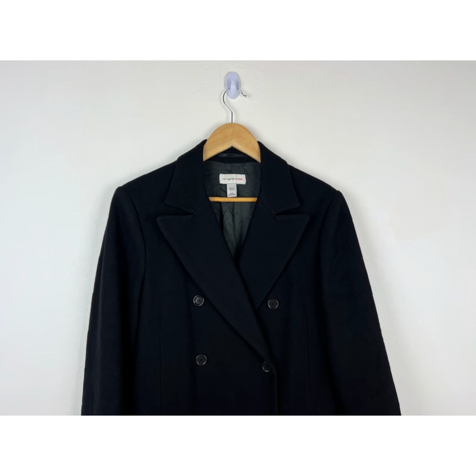 Karl Lagerfeld Karl Lagerfeld Women's Coat Wool Size US 10 Overcoat Long Black Solid Tweed Regular Jacket/Coat Size L / US 10 / IT 46 - 3 Thumbnail