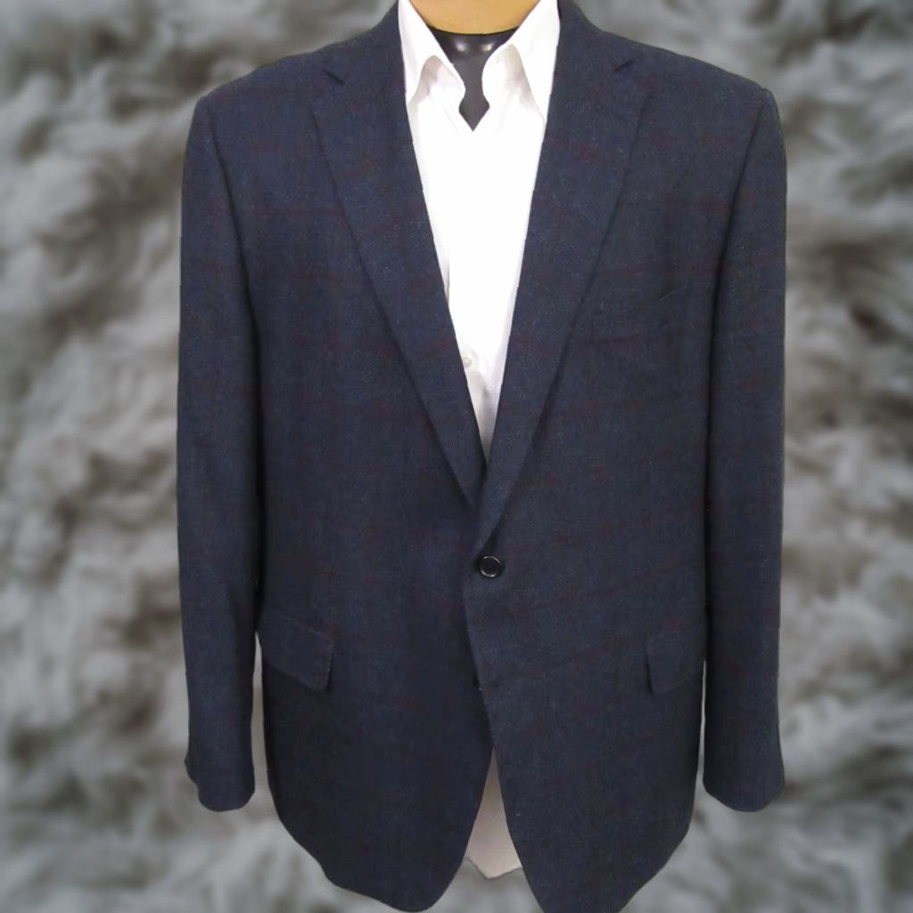 Vintage VINTAGE BluJacket Jacket Mens Coat 48R Wool Blue Windowpane 100% Timeless Modern Classic Mens Size US M / EU 48-50 / 2 - 1 Thumbnail