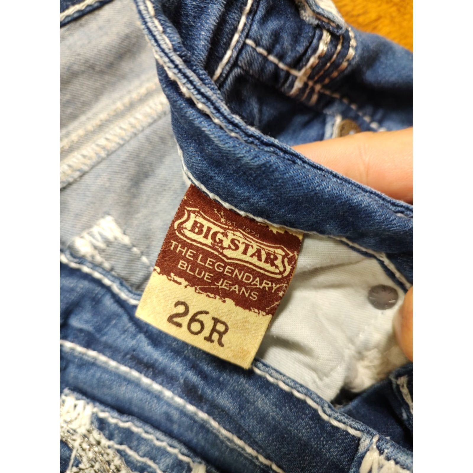 Vintage BIG STAR Jeans Womens 26 X 27 Inseam Blue Crop Raw Hem Western Straight Jeans Women 26 Size 26" / US 2 / IT 38 - 5 Thumbnail