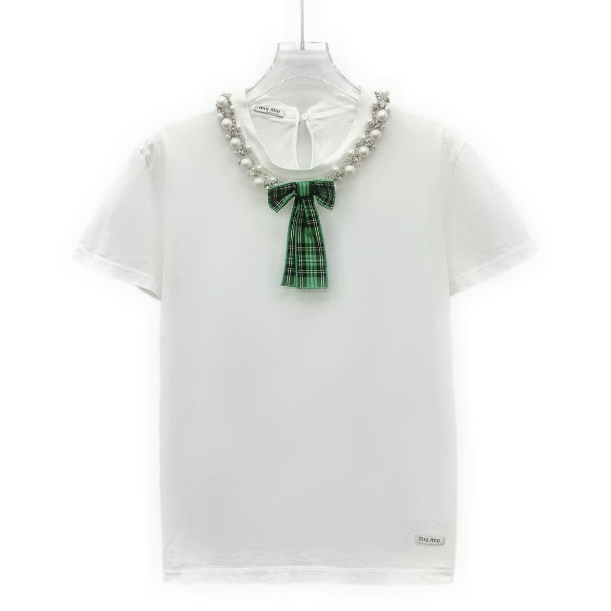 Miu Miu Miu Miu Pearl & Rhinestone Embellished Short Sleeve K26WX Size M / US 6-8 / IT 42-44 - 1 Thumbnail