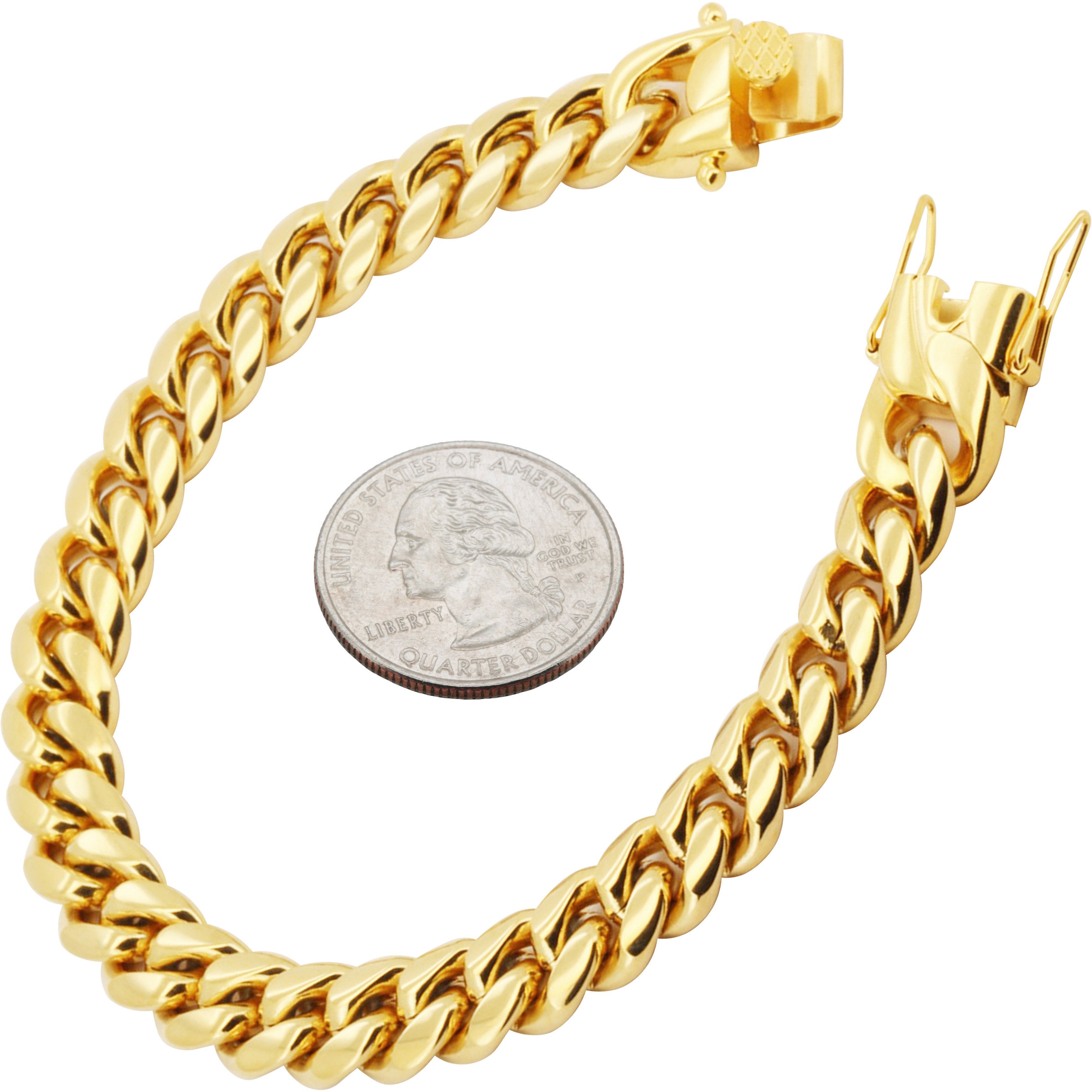 Other 316L SS 18k GP 10mm Miami Cuban Link Bracelet 8" Size ONE SIZE - 1 Thumbnail