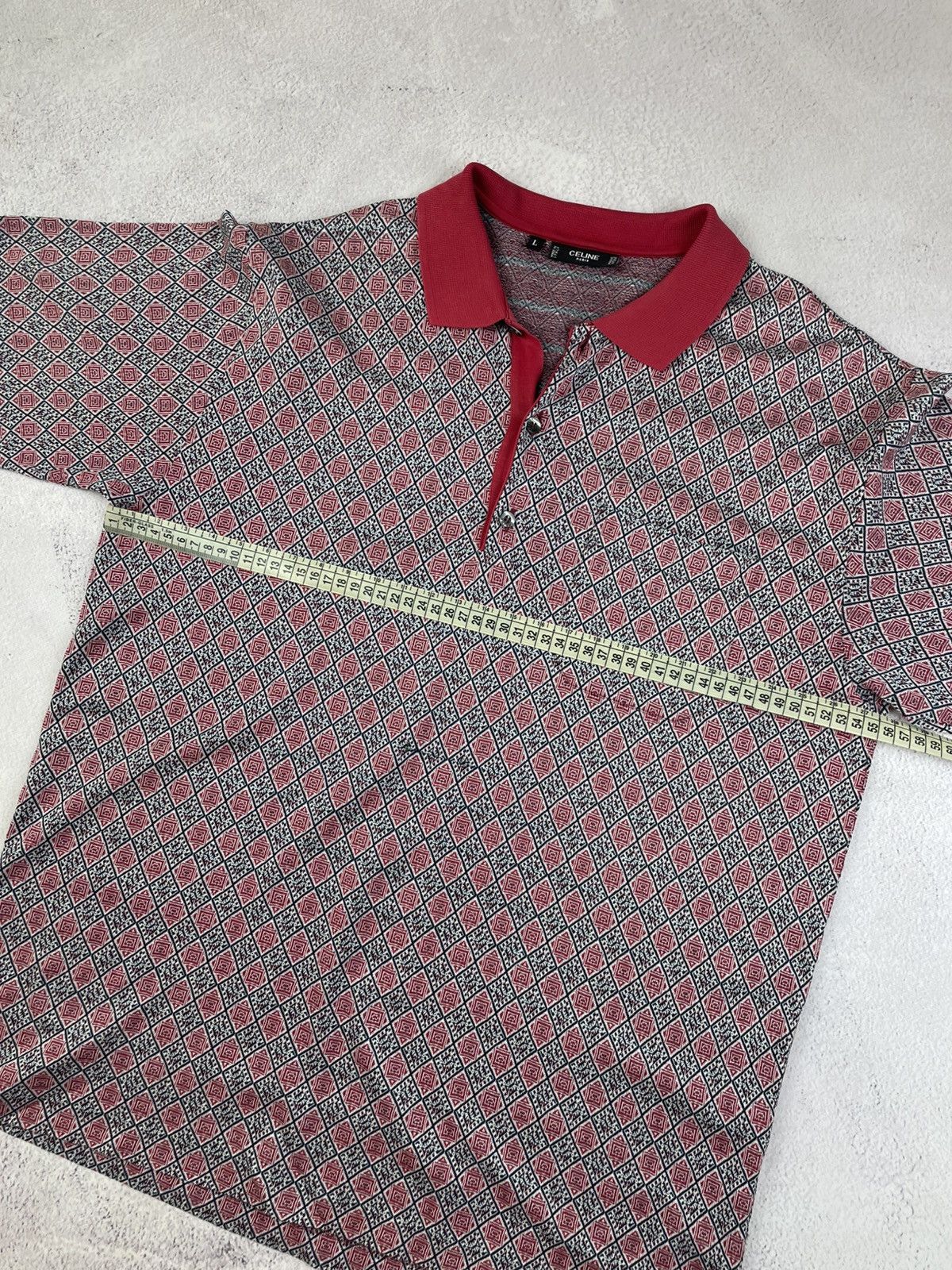 Celine Celine Paris Men’s Polo Shirt Size L Red Geometric Pattern Size US L / EU 52-54 / 3 - 10 Thumbnail