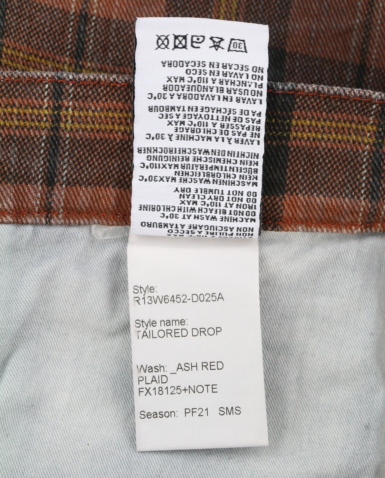 R13 TAILORED DROP 27 Ash Red Plaid Ankle Crop Relaxed 85771 Size 27" / US 4 / IT 40 - 8 Thumbnail