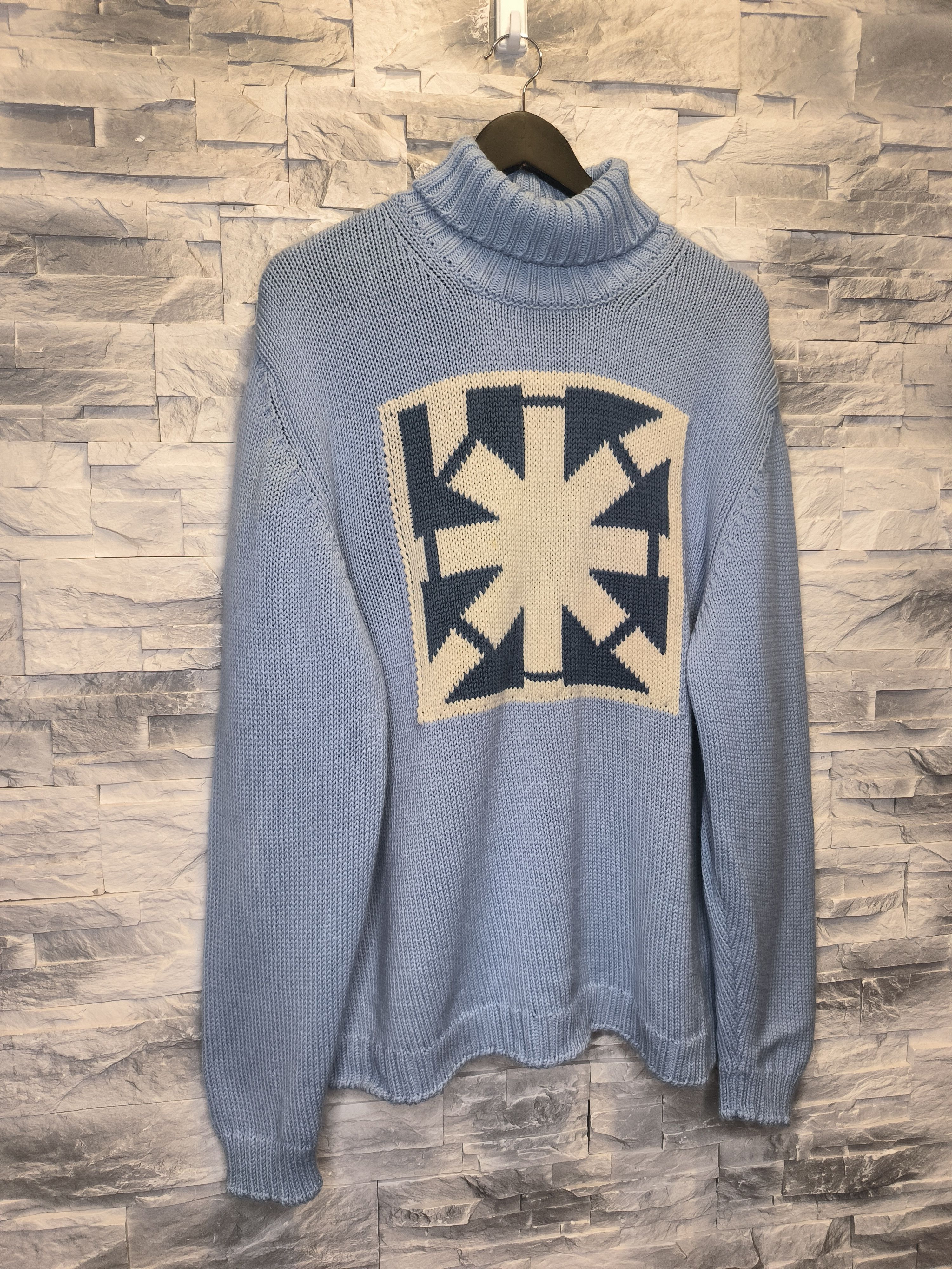 Bogner Vintage Bogner Baby Blue Turtleneck Wool Knitwear Size US L / EU 52-54 / 3 - 3 Thumbnail