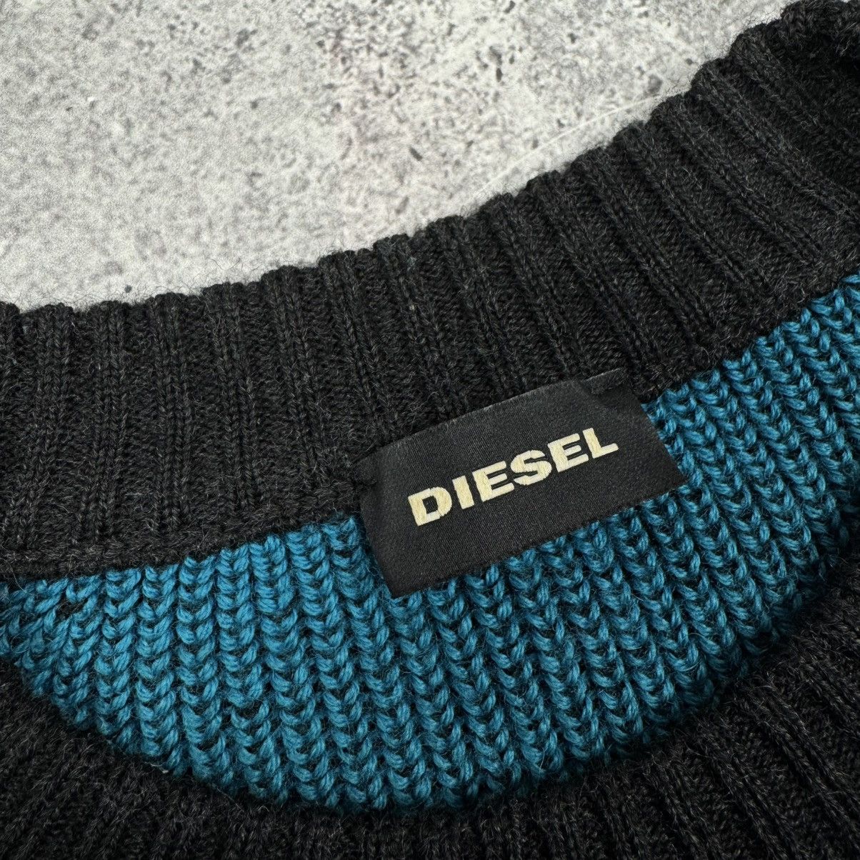 Diesel Diesel Ribbed Tight Knit Sweater Blue & Black Y2K Archive Size US L / EU 52-54 / 3 - 9 Thumbnail