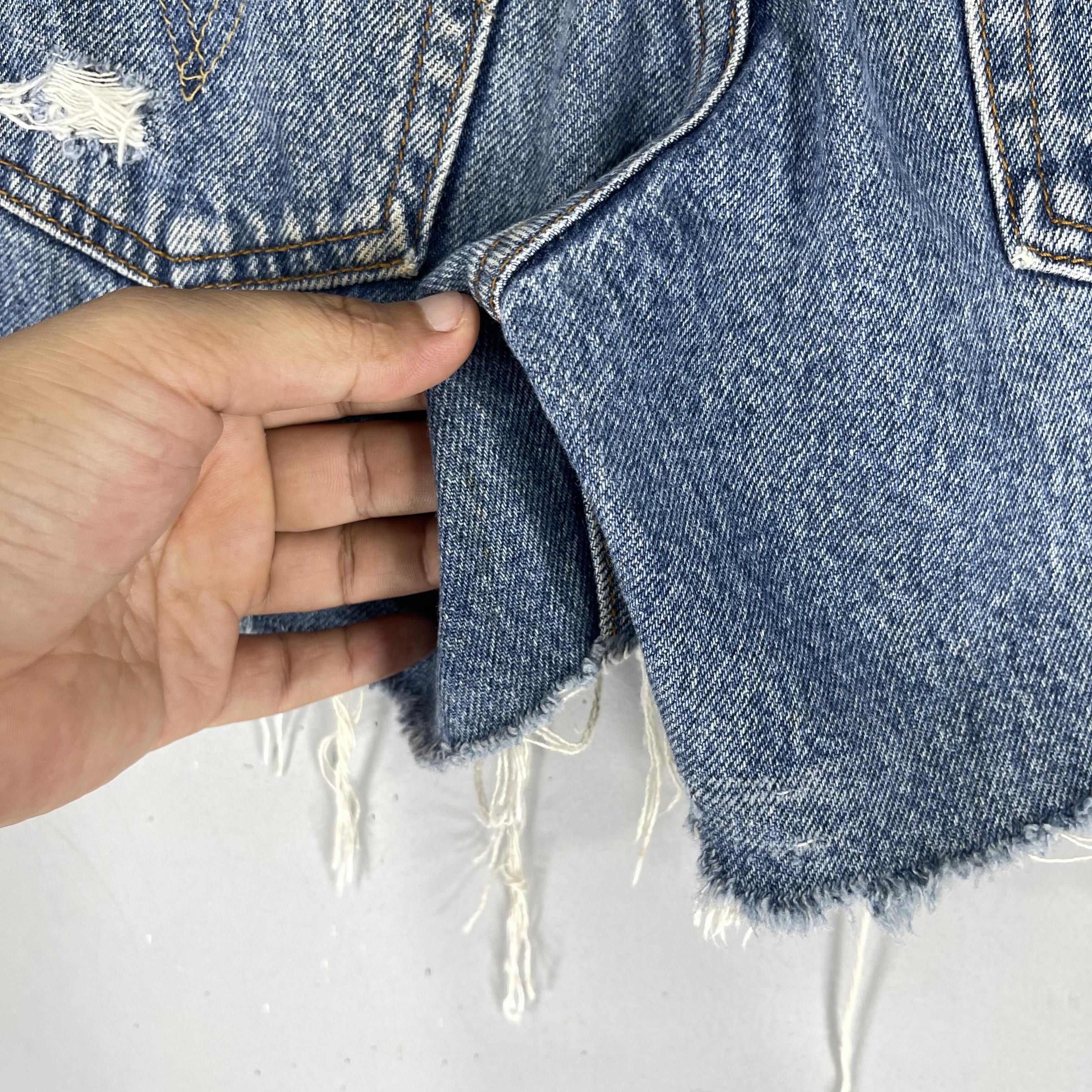 Levi's Size 23 Vintage Distressed Levis 569 Cutoff Ripped Jeans Size 23" - 11 Thumbnail