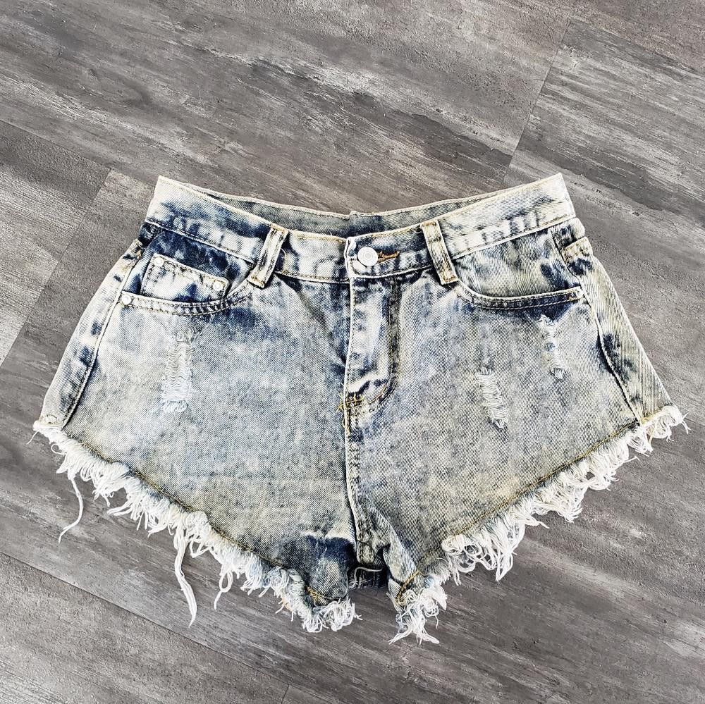 Designer Denim Destroyed Detailed Jean Short Size 32" / US 10 / IT 46 - 1 Thumbnail