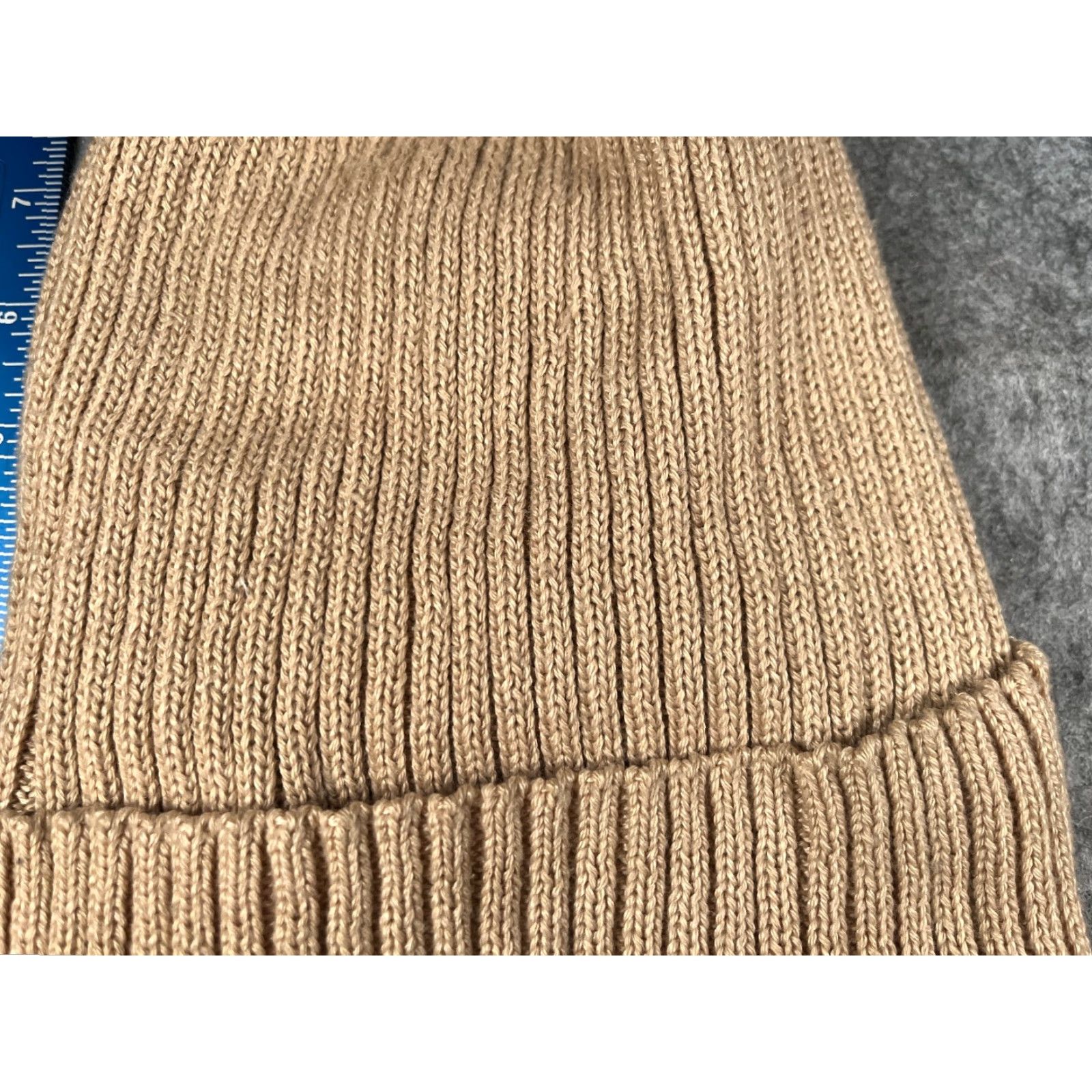George George Beanie Toque Adult One Size Beige Ribbed Knit 100% Polyester Lined Shirt Mens Hat Beanie Beige Outdoor Ski Logo 90s (if applicable) Size ONE SIZE - 4 Thumbnail