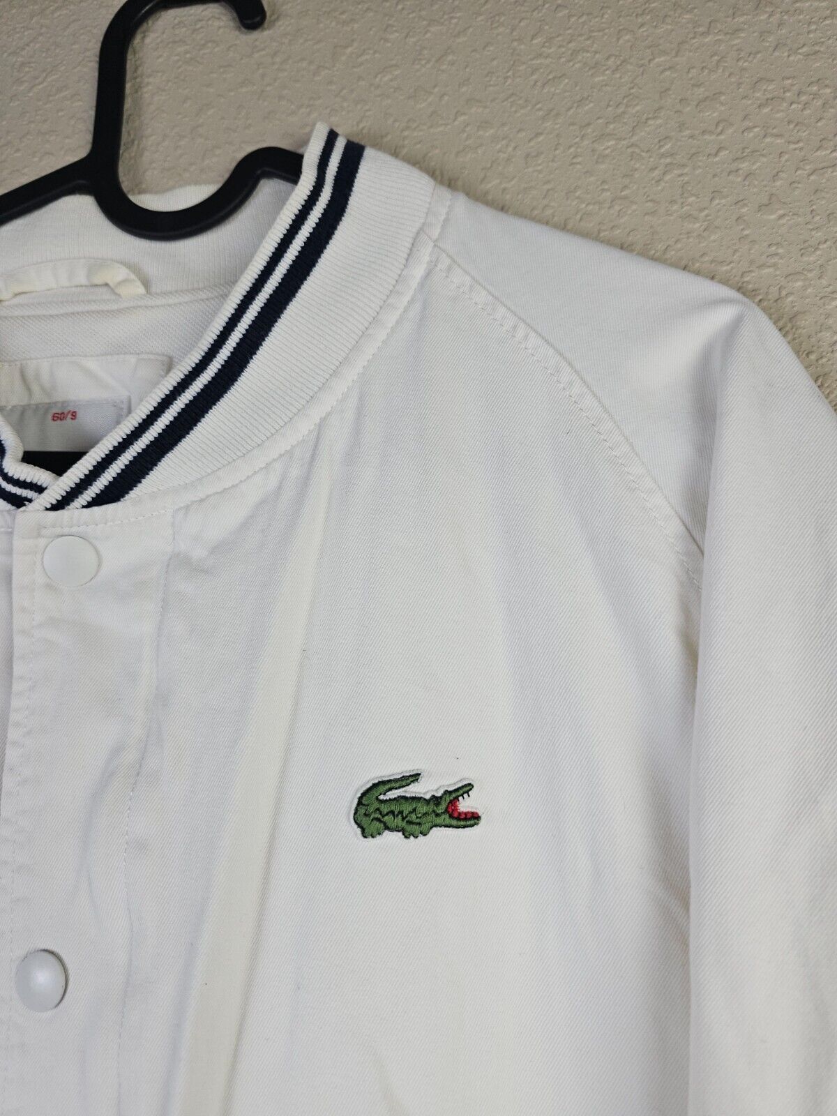 Lacoste Vintage 90s Lacoste Bomber Jacket Made in Italy XL White Size US XL / EU 56 / 4 - 3 Thumbnail