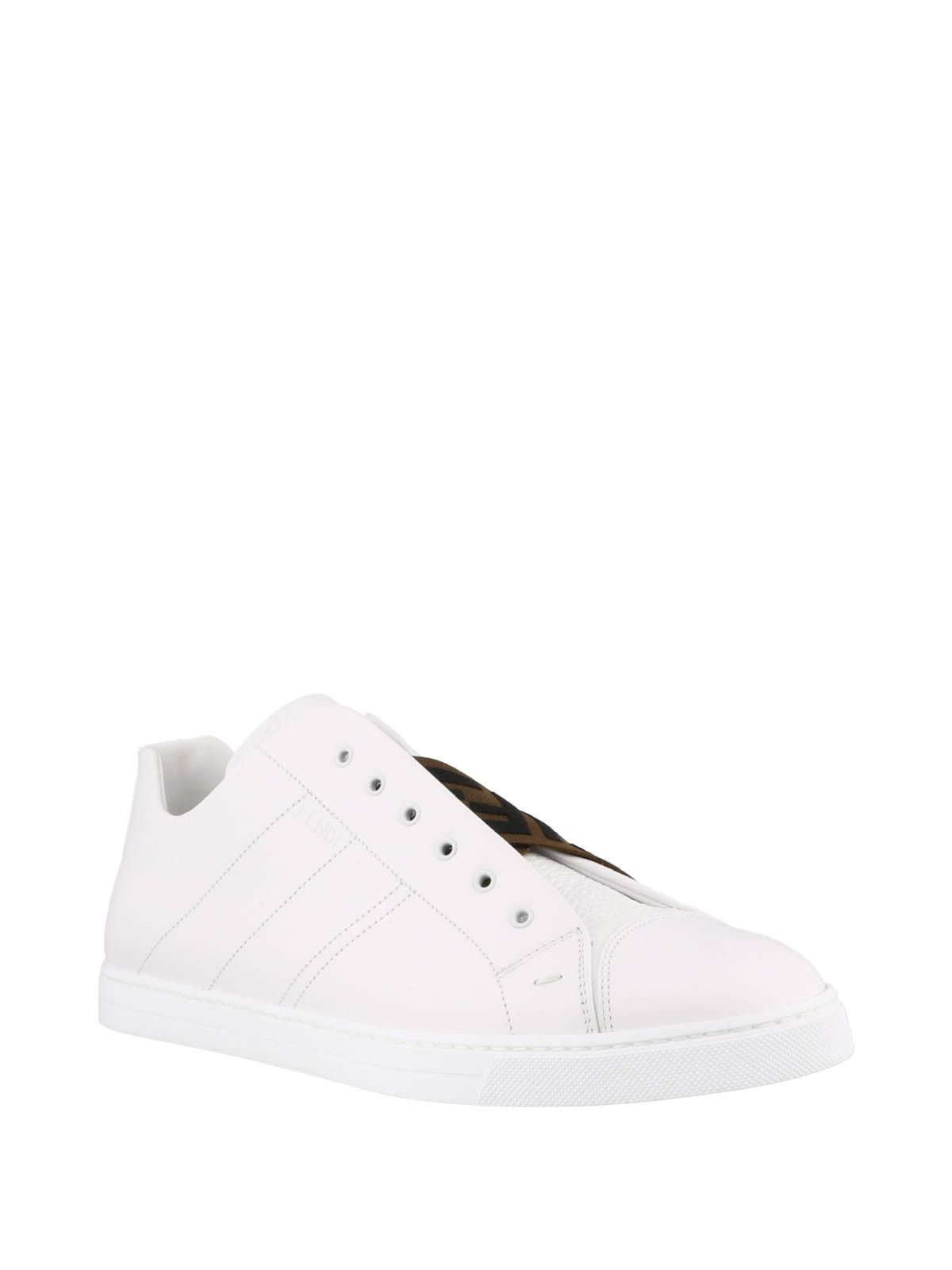 Fendi o1s1wg111224 Crossover Band Leather Sneakers Size US 6 / IT 36 - 2 Thumbnail