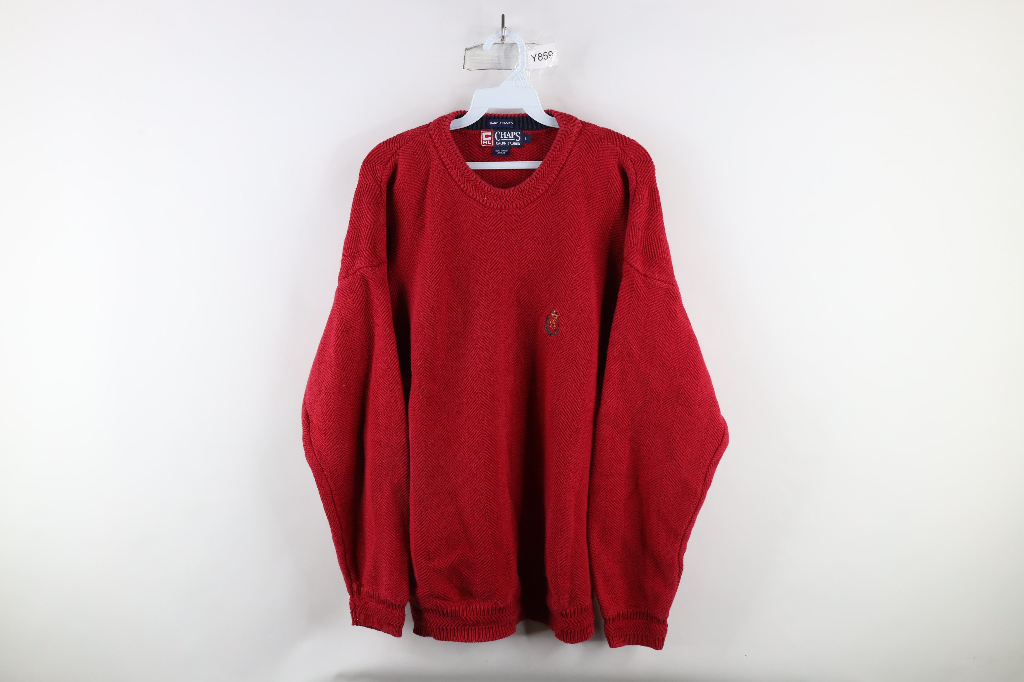 Ralph Lauren × Vintage Vintage 90s Chaps Ralph Lauren Herringbone Knit Sweater Size US L / EU 52-54 / 3 - 1 Thumbnail