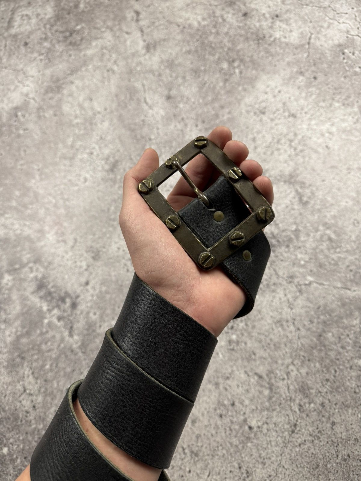 Japanese Brand 00’s NUMBER NINE STYLE BOLTNUT LEATHER RARE Y2K BELT VINTAGE Size ONE SIZE - 2 Thumbnail