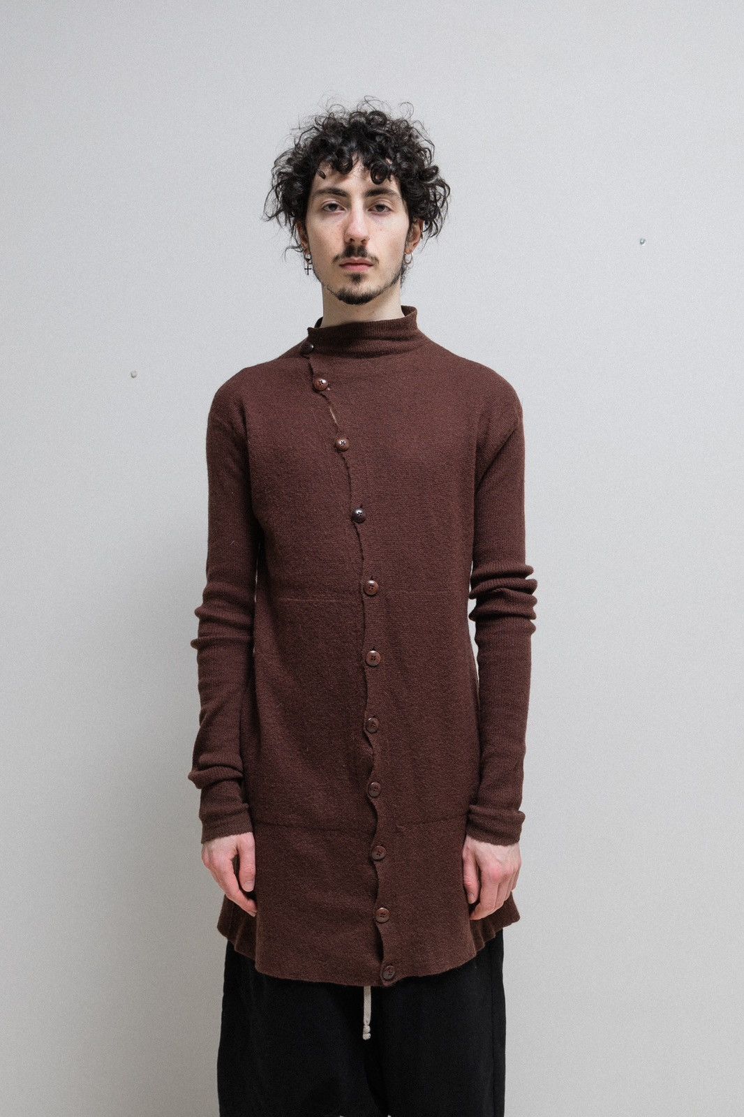 image of Rick Owens - Fw14 "moody" Mohair Wool Button Up Sweater in Blood Red, Men's (Size Medium)