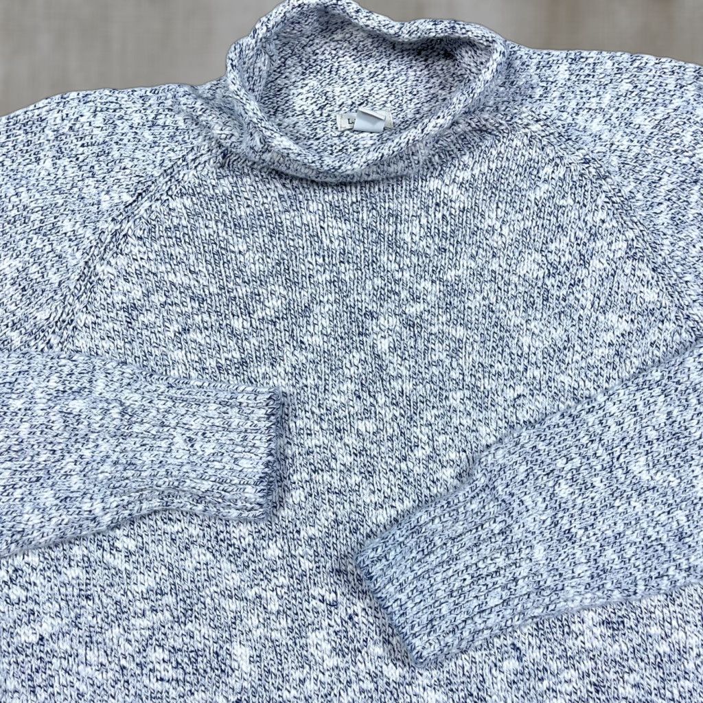 Vintage LL Bean Sweater Women Medium Tall Gray Marled Ragg Roll Mock Funnel Neck Rib Knit Pullover Casual Classic Season Fall Winter Size M / US 6-8 / IT 42-44 - 1 Thumbnail