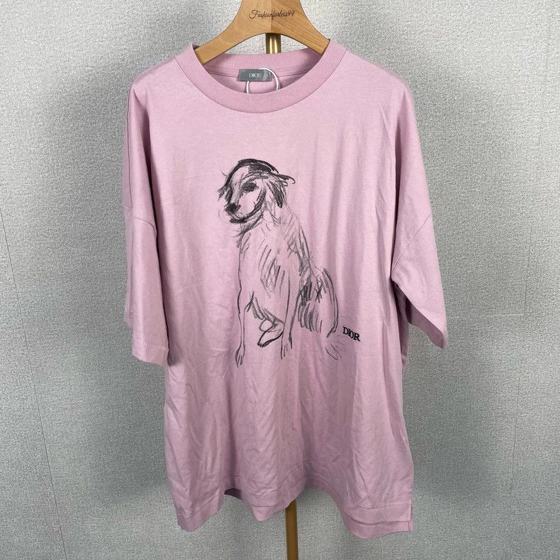Dior Dior Pink Dog Print Short Sleeve T-Shirt - dmc Size US L / EU 52-54 / 3 - 1 Thumbnail