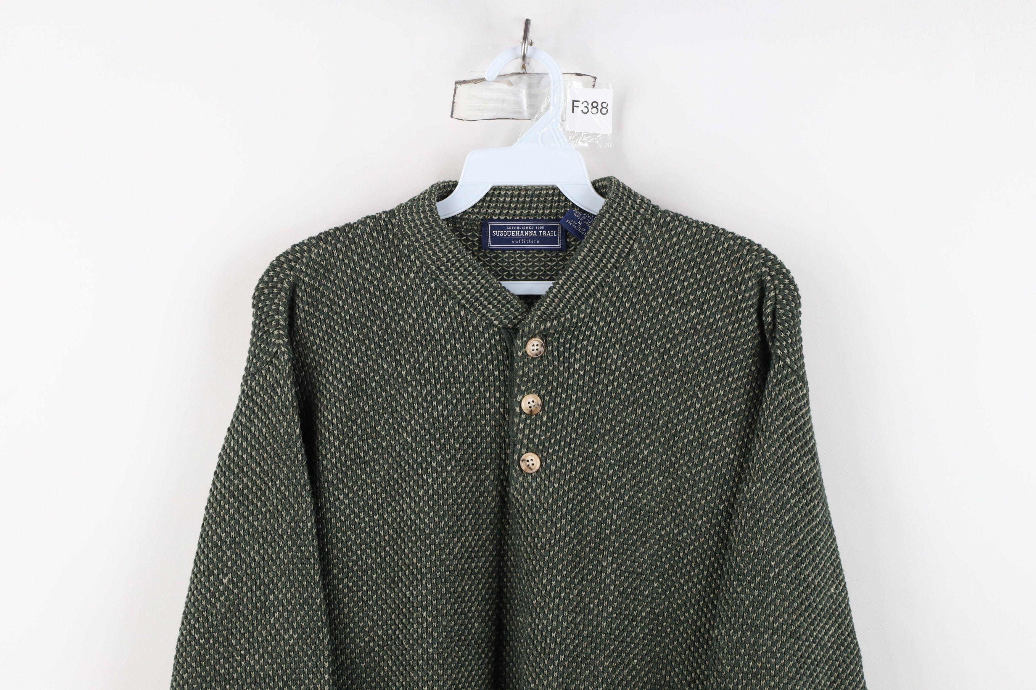 Vintage Vintage 90s Streetwear Thermal Knit Henley Sweater USA Size US M / EU 48-50 / 2 - 2 Thumbnail