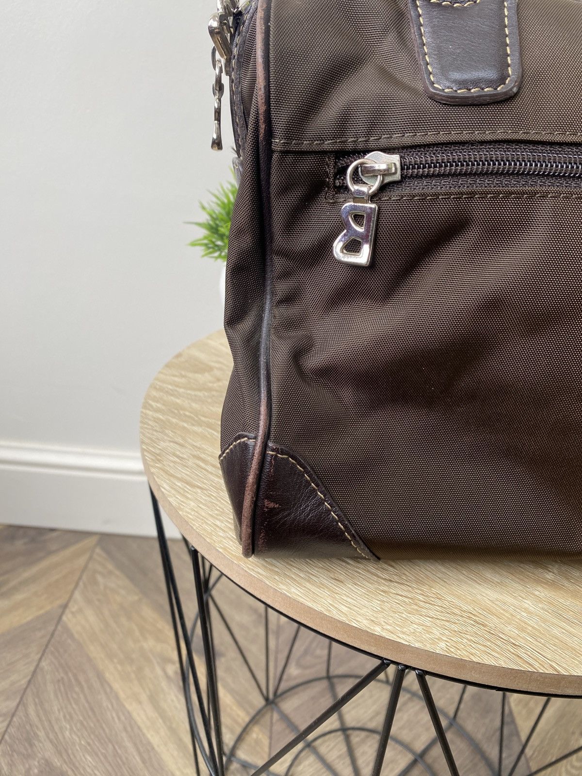 Bogner Vintage Brown Chocolate Nylon/Leather Tote Handbag Bogner Size ONE SIZE - 6 Thumbnail