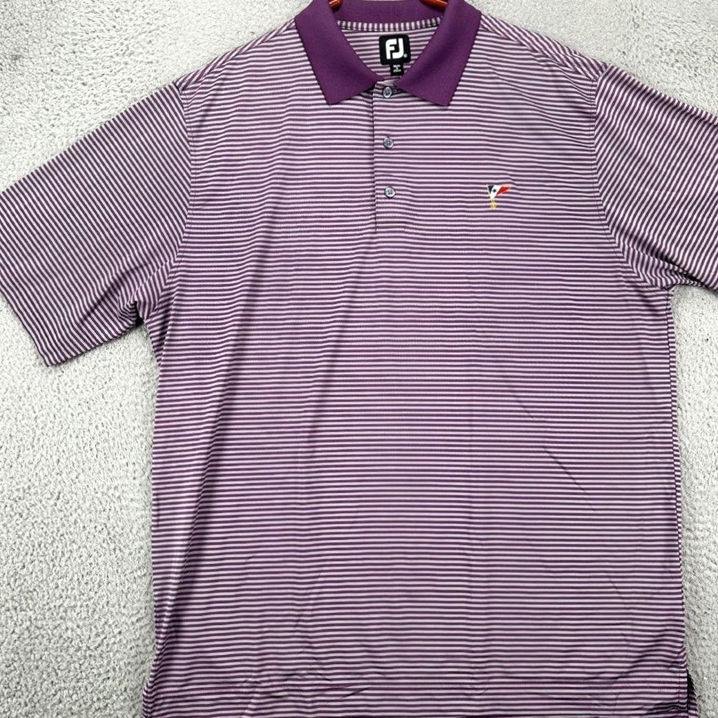 Footjoy FootJoy Shirt Mens XL Gray Golf Polo Adult Purple Grey Candy Striped Stretch Rugby Size US XL / EU 56 / 4 - 2 Thumbnail