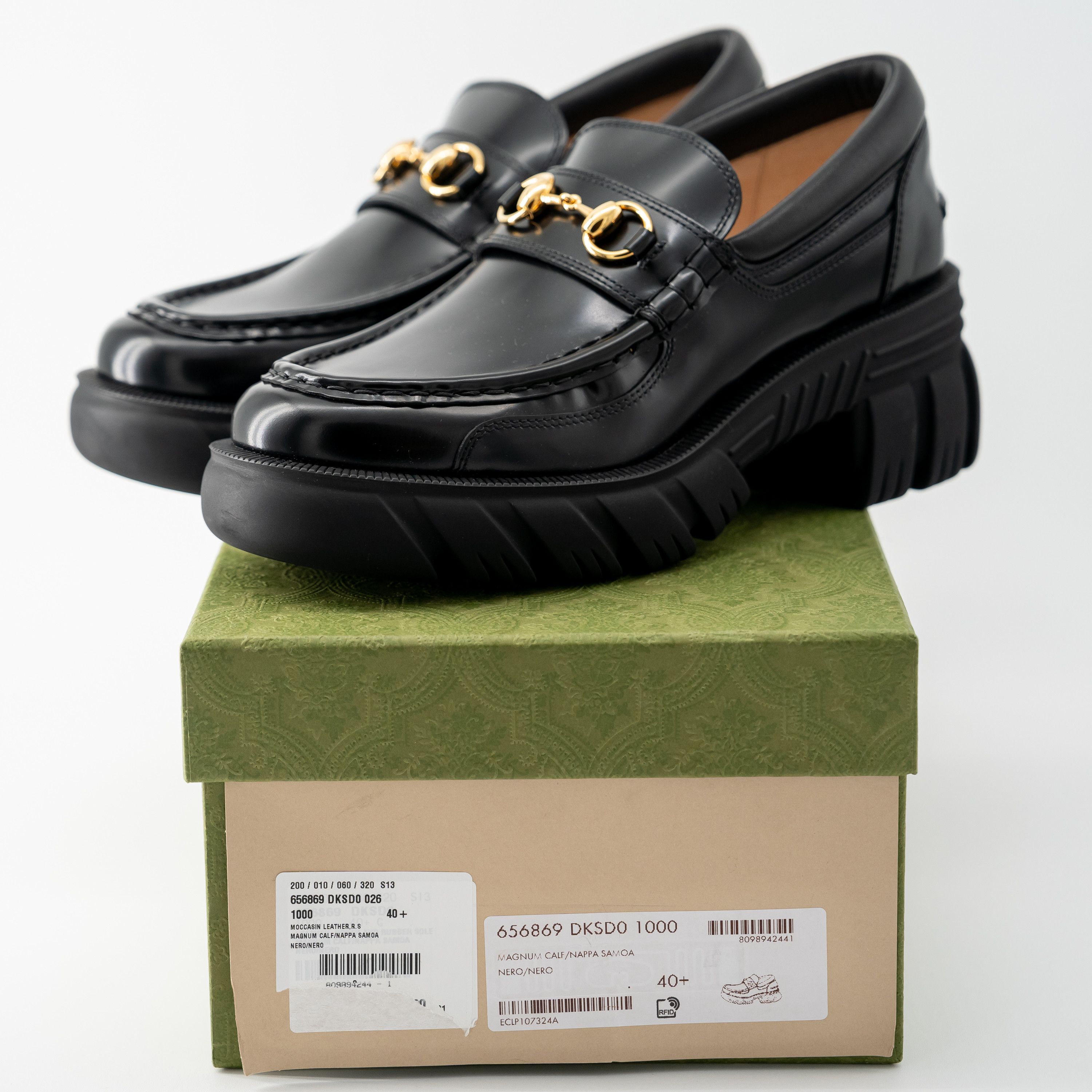 Gucci 40.5G Gucci Horsebit Platform Lug Sole Black Leather Loafers Size US 10.5 / IT 40.5 - 8 Thumbnail