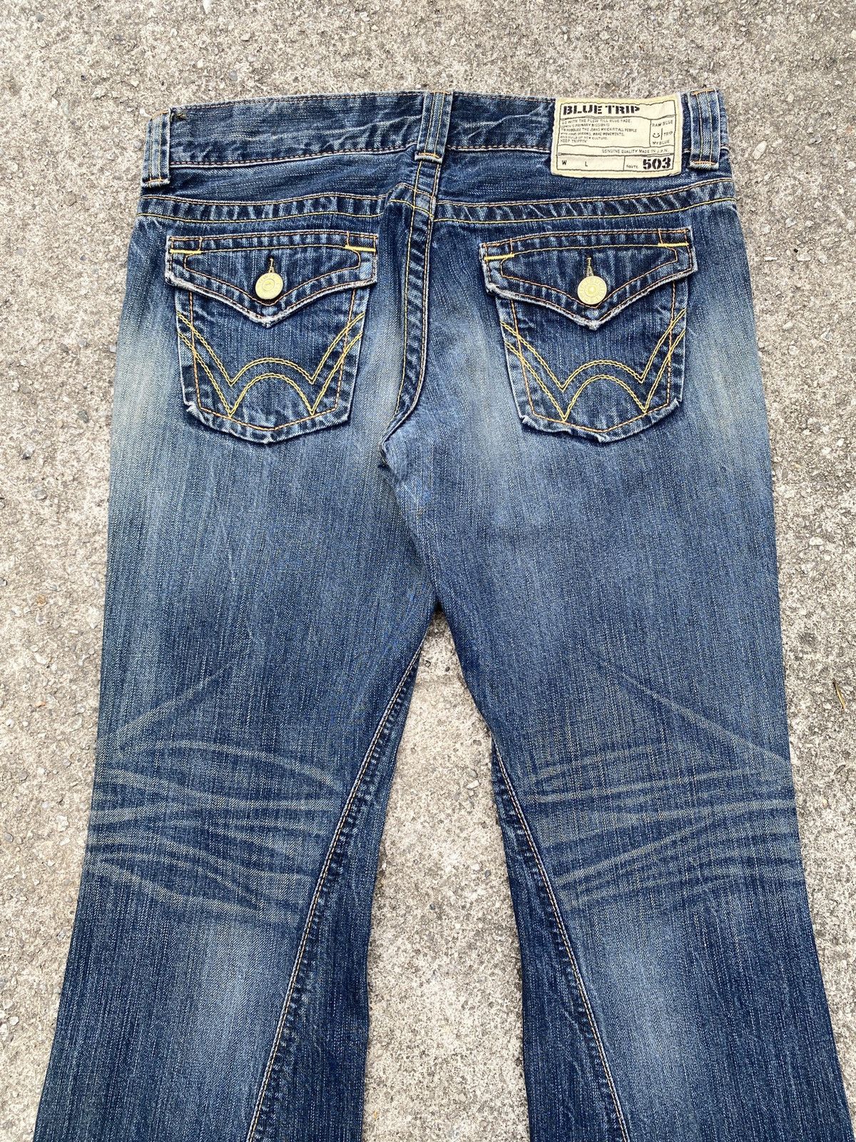 Edwin × Japanese Brand 1990s - Edwin 503 Claws Mark Design Flare Jeans Size US 32 / EU 48 - 9 Thumbnail