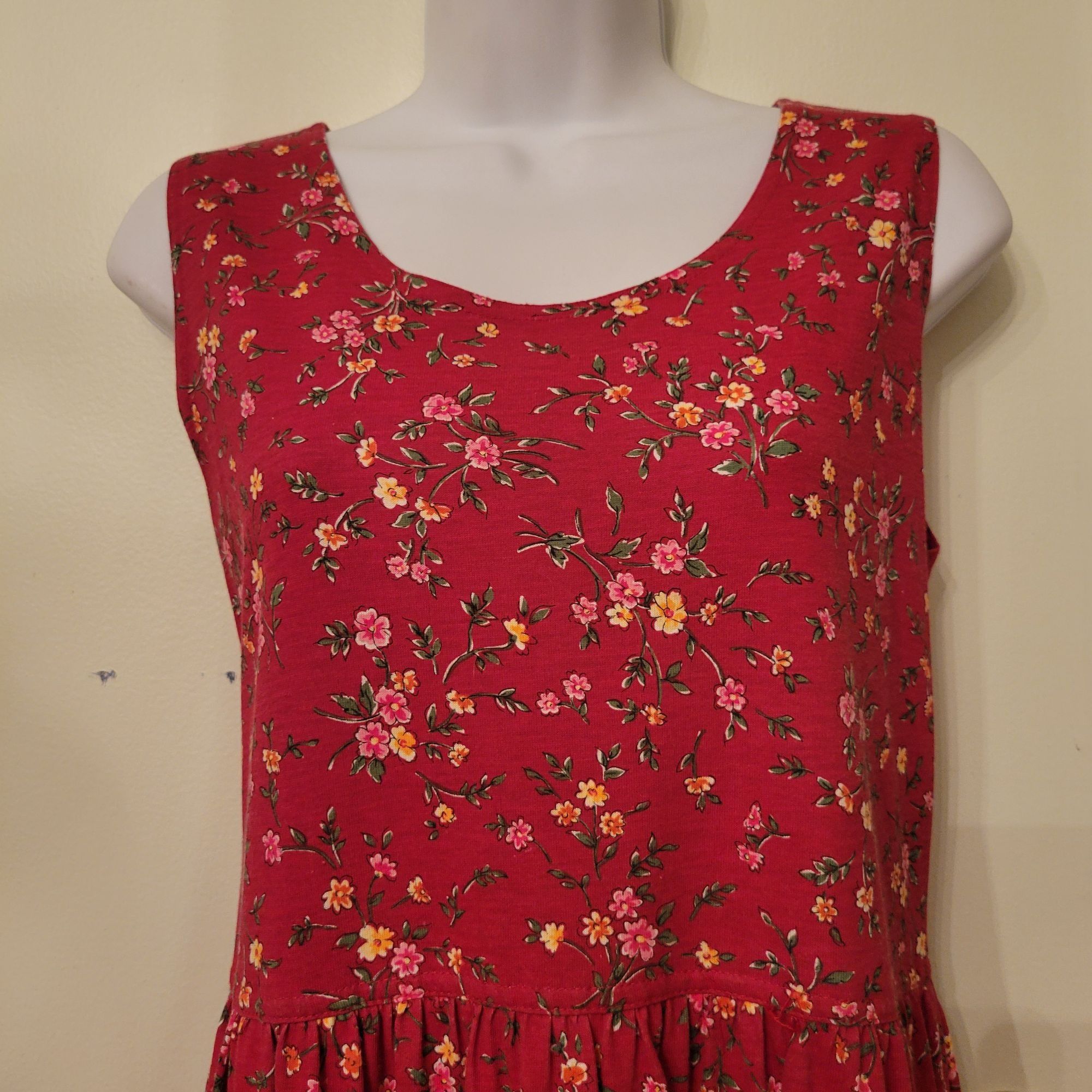Vintage Erika Studio S Red Floral Sleeveless Maxi Dress Pockets Jump Size S / US 4 / IT 40 - 6 Thumbnail