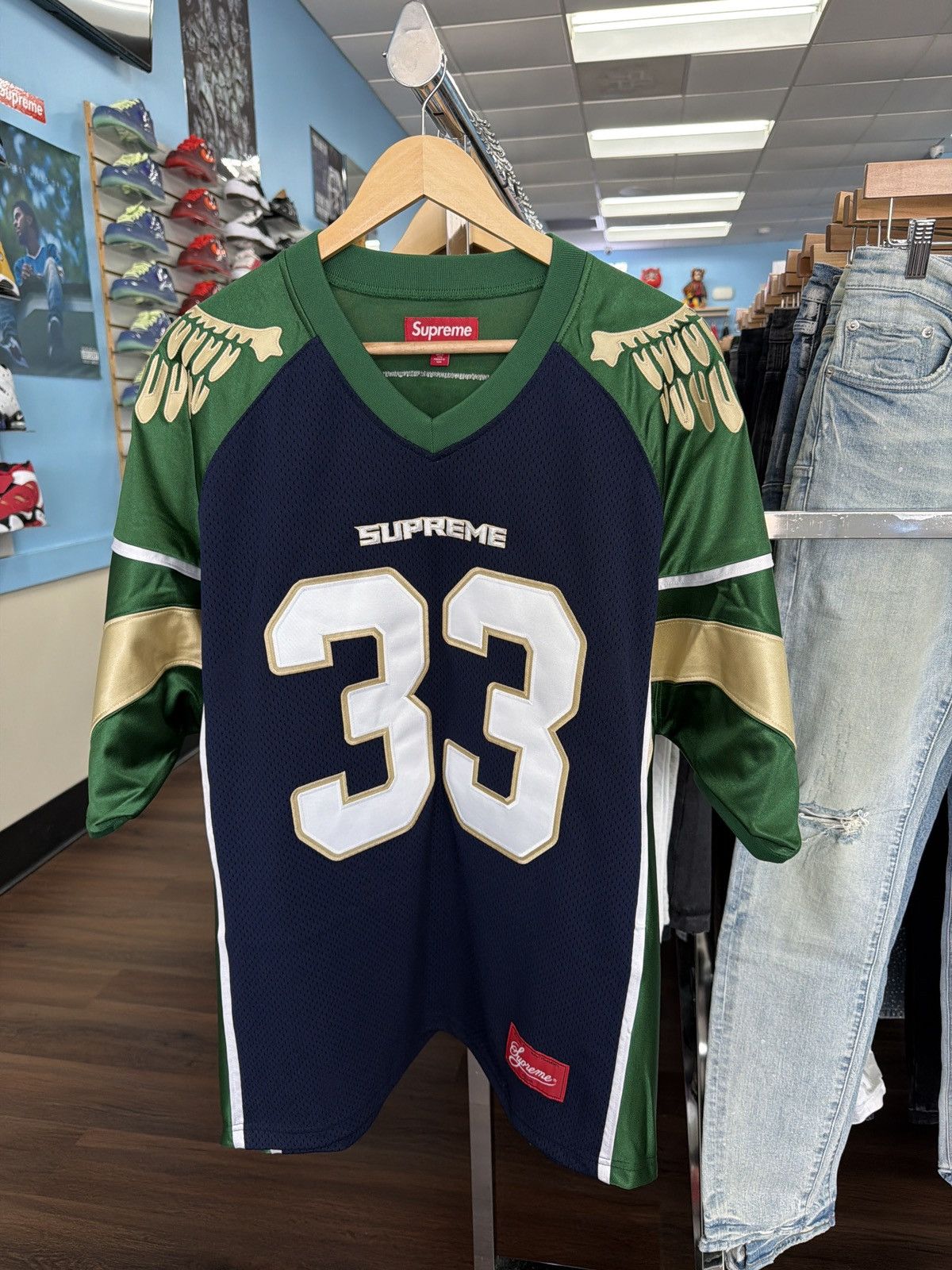 Supreme Supreme Wings Football Jersey Green SZ XL | Grailed