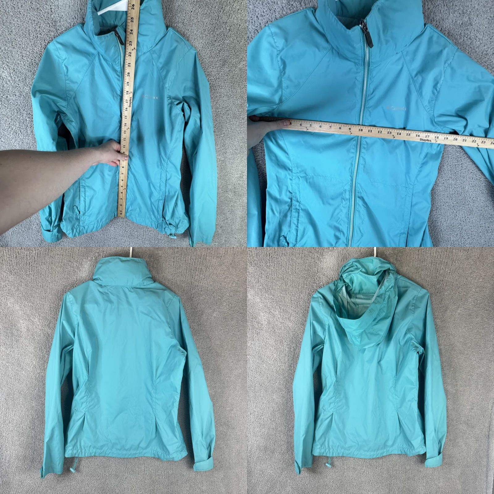Vintage Columbia Jacket Womens Medium Blue Hooded Full Zip Lightweight Windbreaker Shell Size M / US 6-8 / IT 42-44 - 8 Thumbnail