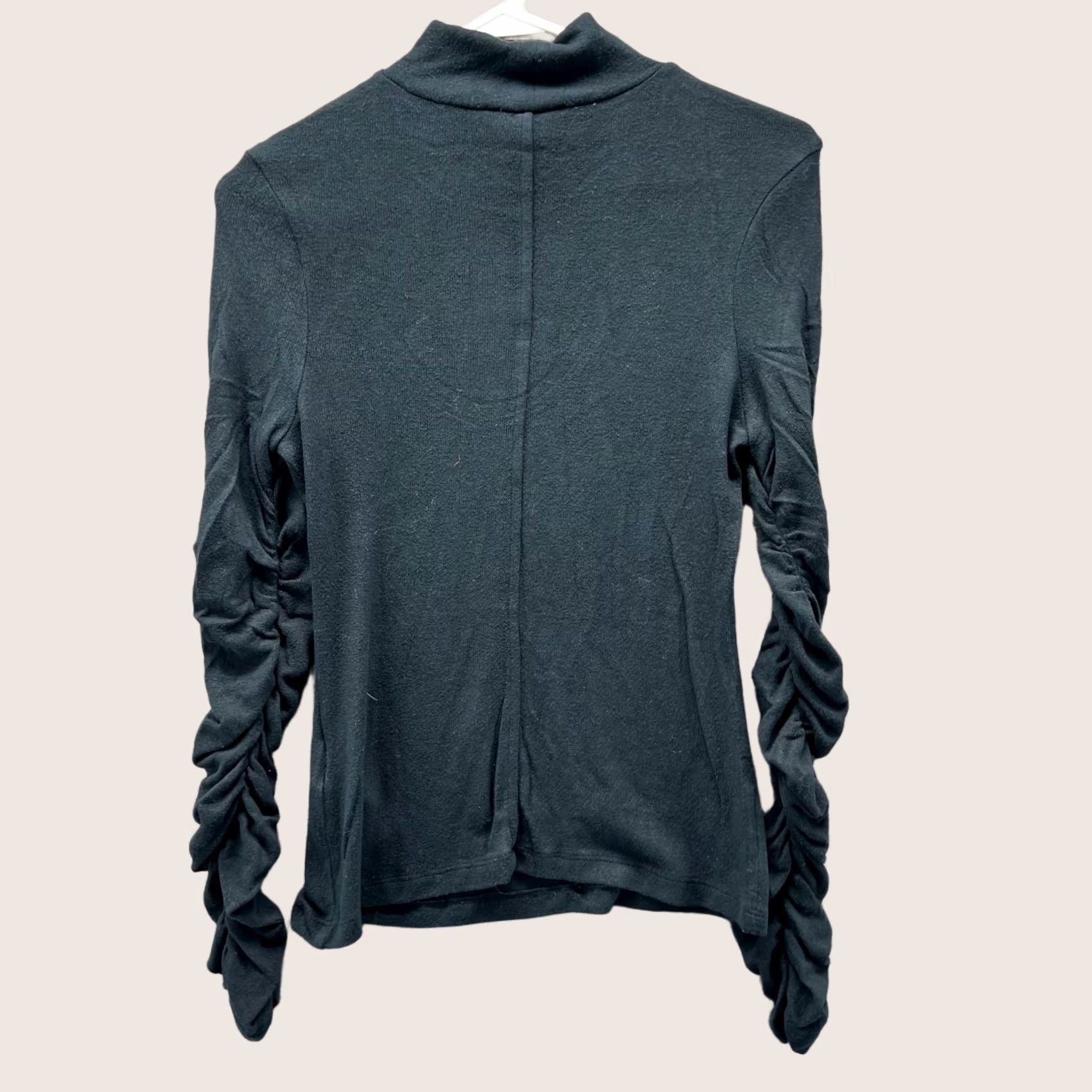 Anthropologie VINTAGE Anthropologie Shirt Womens XS Black Mock Neck Ruched Long Sleeve Top Size XS / US 0-2 / IT 36-38 - 1 Thumbnail
