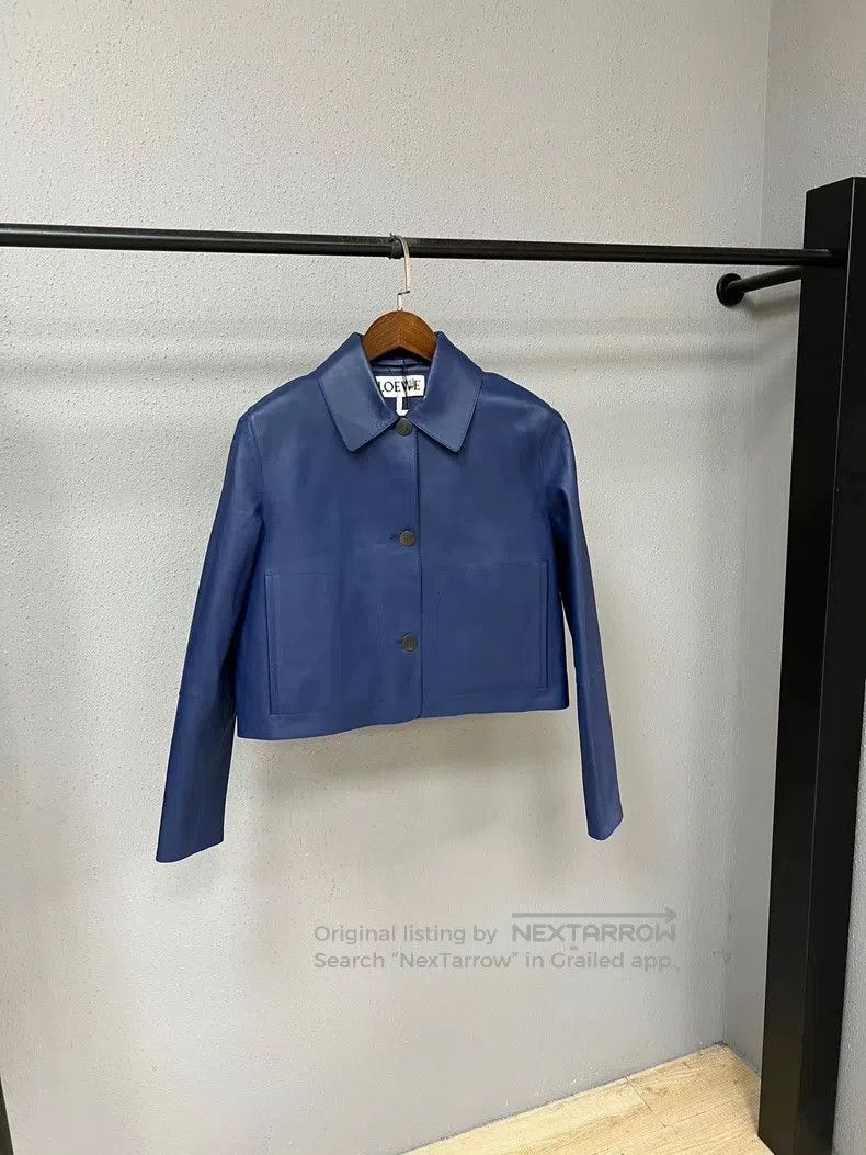 Loewe Loewe Navy Blue Lamb Leather Jacket Size S / US 4 / IT 40 - 1 Thumbnail