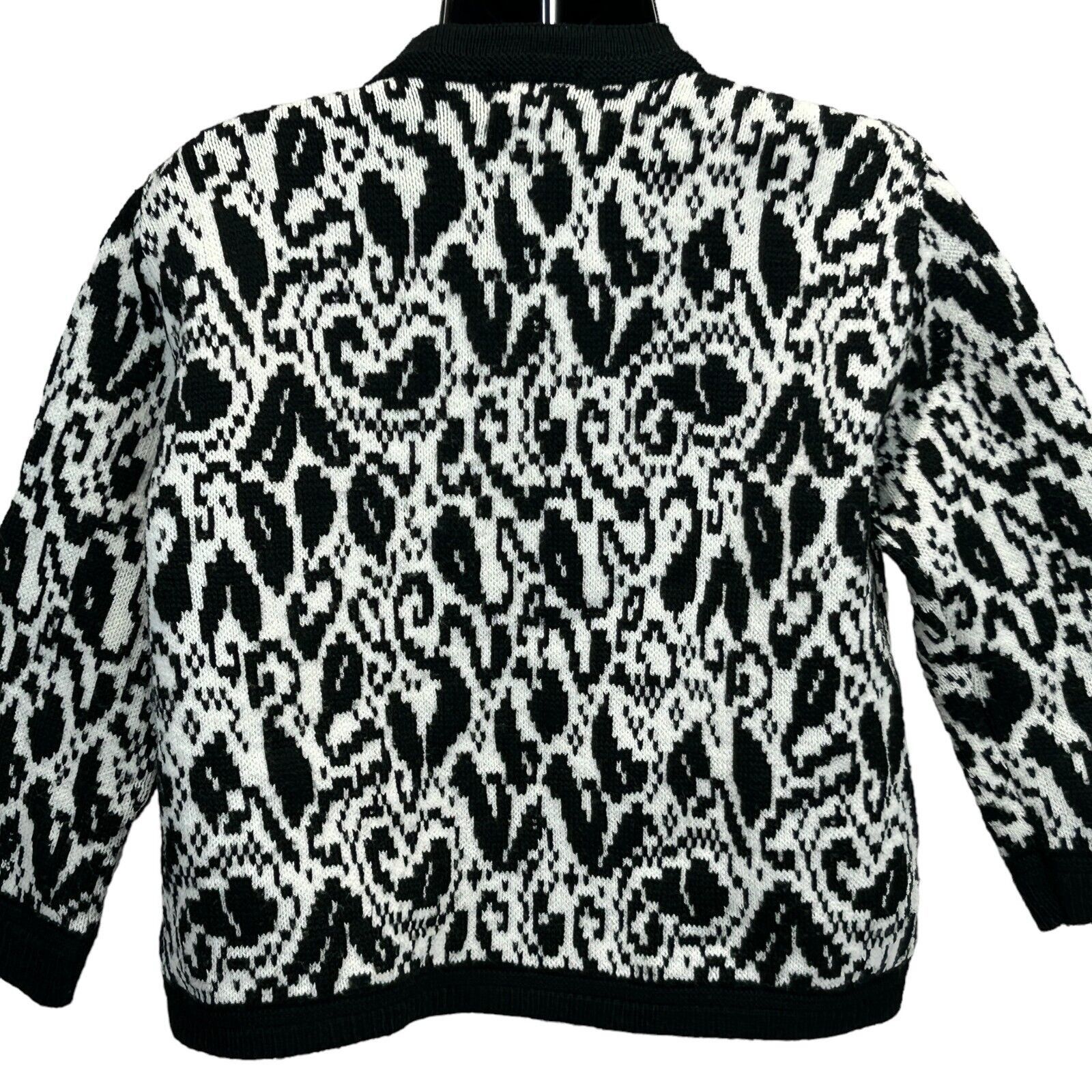 Vintage Vintage 60s Open Front Cardigan Sweater Black White Womens M Size M / US 6-8 / IT 42-44 - 2 Thumbnail