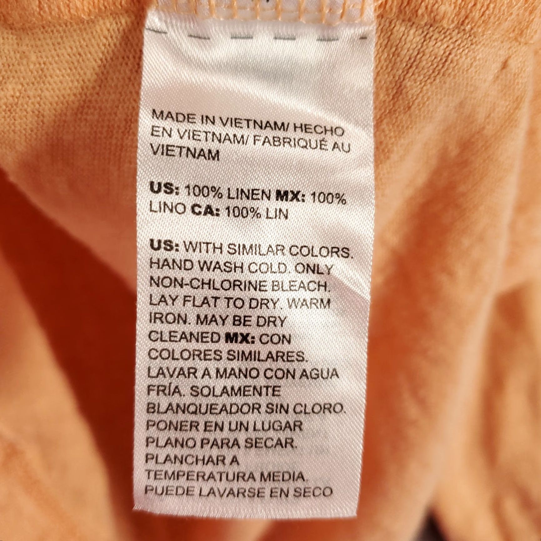Vintage CHICOS Blouse Shirt Linen V-Neck Short Sleeve XL Womens Peach Orange Sheer Lightweight 1/4 Button Beach Modern Cute Size XL / US 12-14 / IT 48-50 - 6 Thumbnail