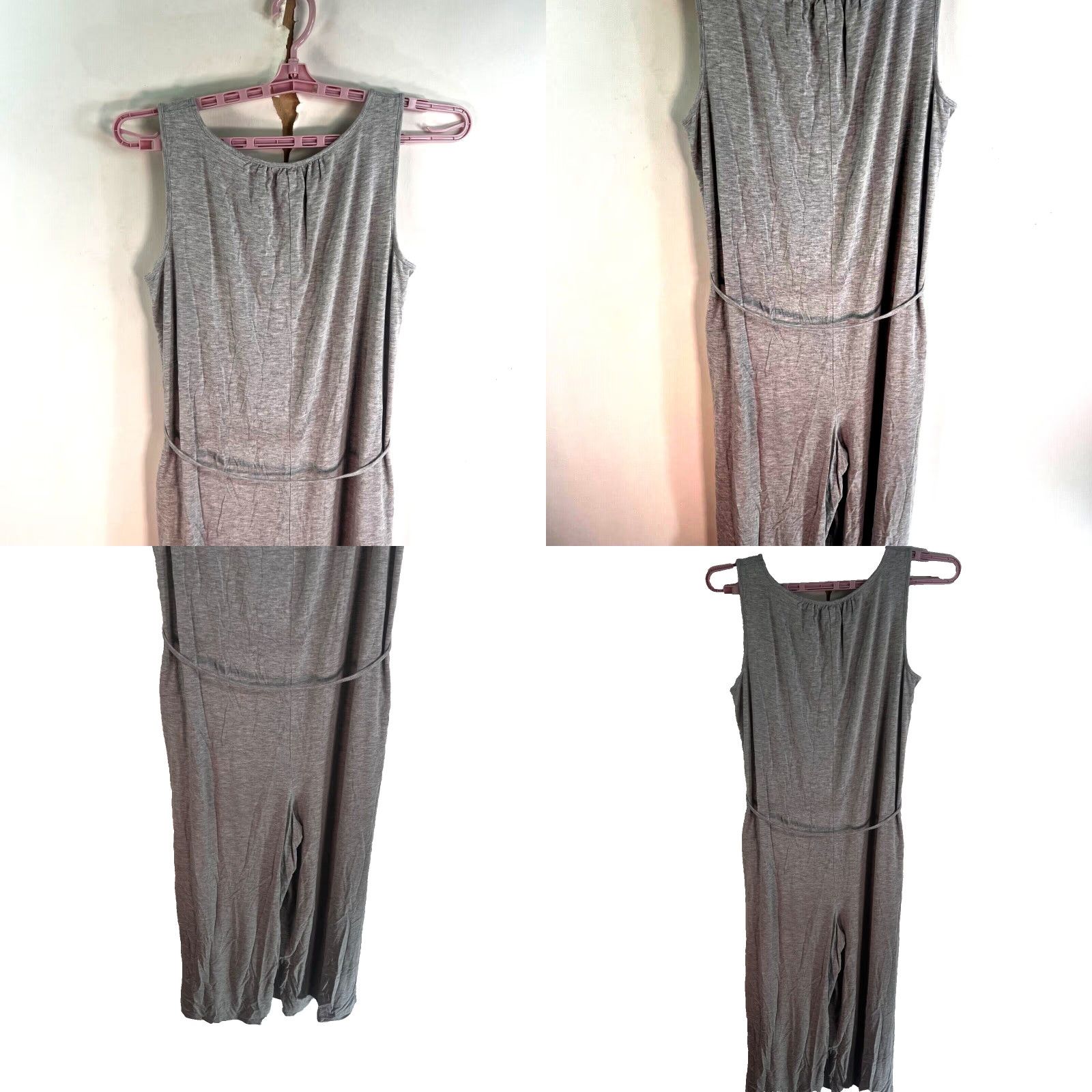 Vintage Cupio Jumpsuit One-Piece Wide-Leg Tie Scoop Neck Gray Women’s M Casual, Activewear, Travel, Workwear Size 32" / US 10 / IT 46 - 8 Thumbnail