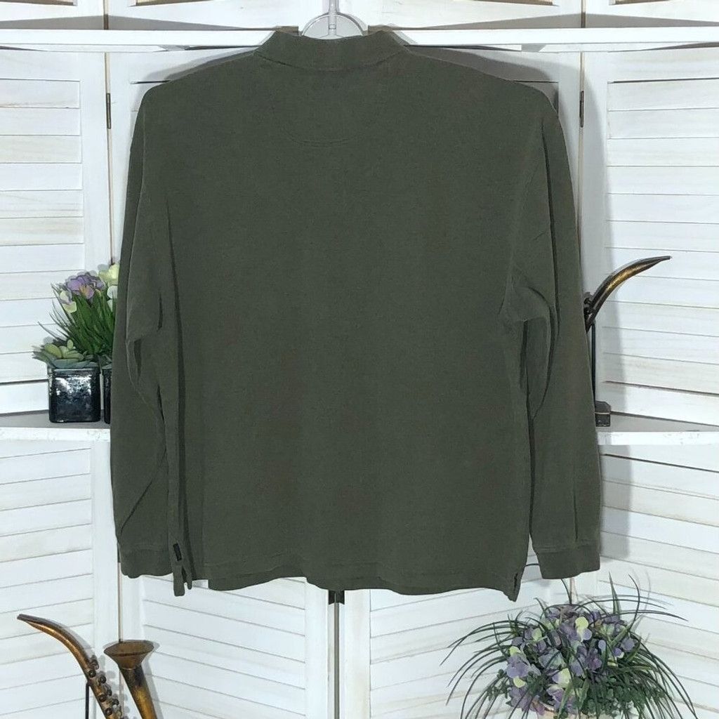 Izod Izod polo golf shirt long sleeves military green cotton 2X Size US XXL / EU 58 / 5 - 2 Thumbnail