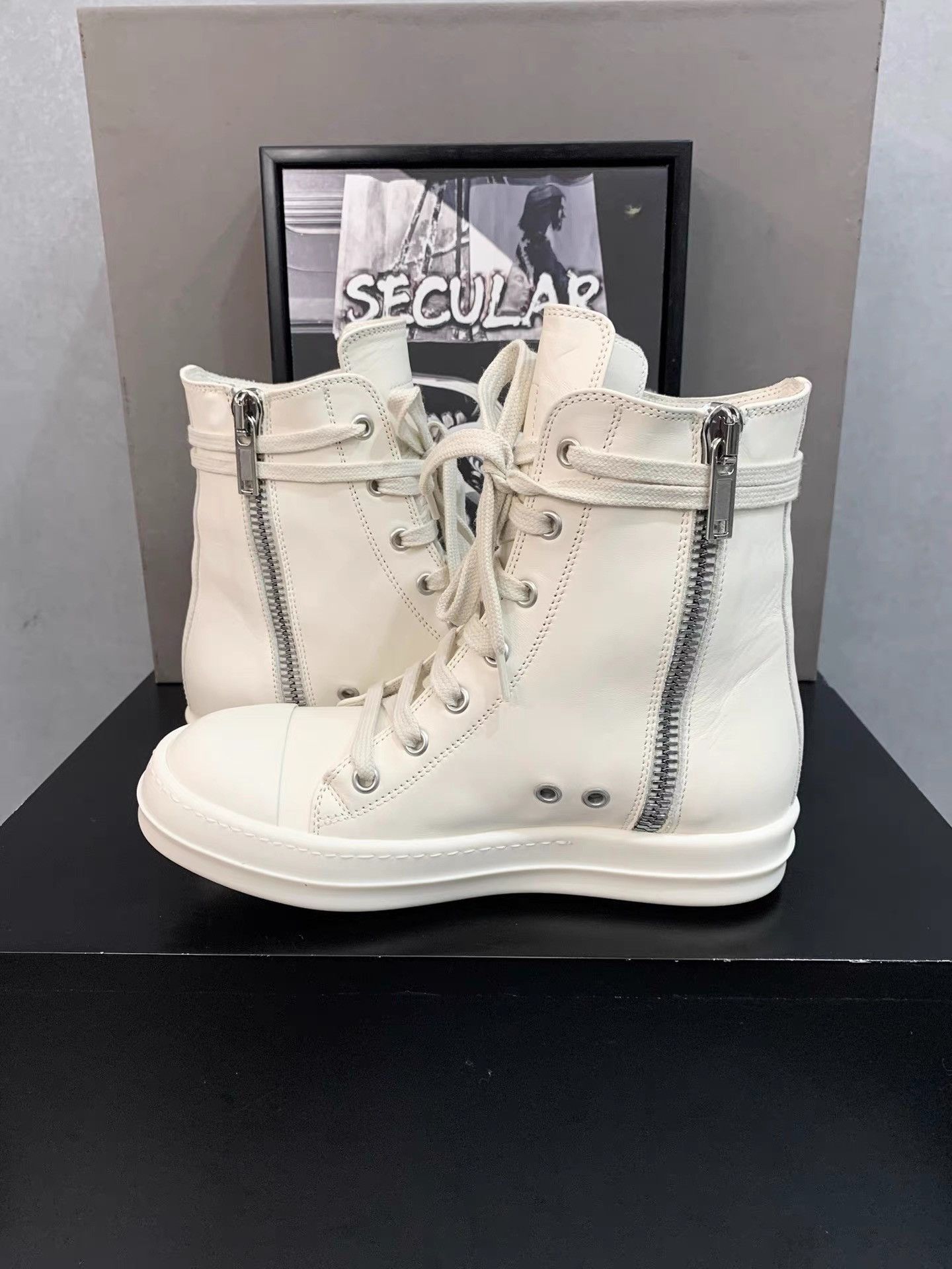 Rick Owens Rick Owens Milk White Leather High-Top Big Converse K34 Size US 5 / IT 35 - 6 Thumbnail