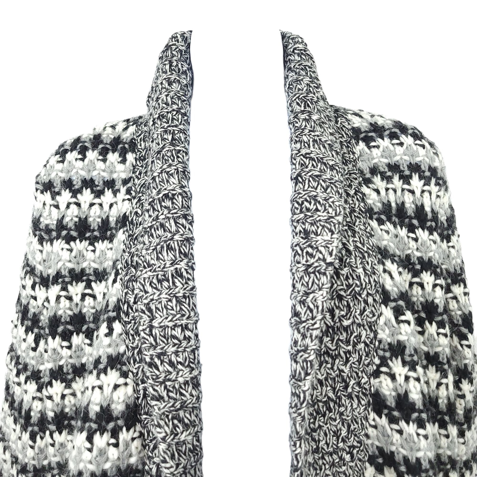 Loft Ann Taylor LOFT Cardigan Sweater M Black White Marled Knit Size M / US 6-8 / IT 42-44 - 3 Thumbnail