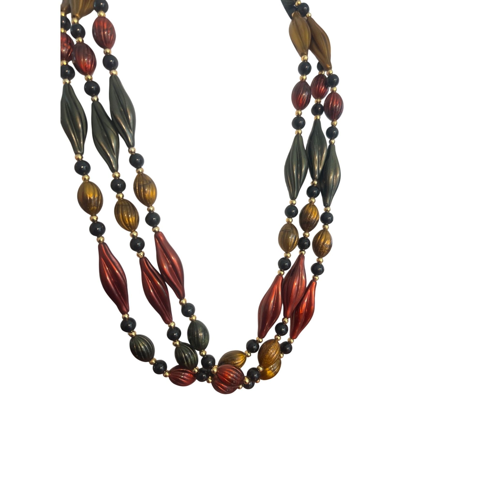 Other Vintage Twisted Bead Necklace Green Red Cranberry Mustard Ye Size ONE SIZE - 1 Thumbnail