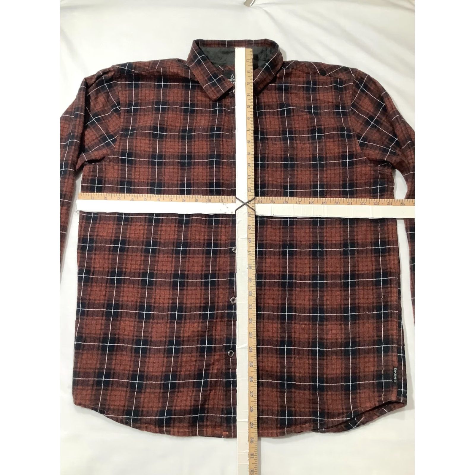 Prana prAna Shirt Mens XL Red Black Plaid Flannel Button Up Long Sleeve Organic Cotton Size US XL / EU 56 / 4 - 7 Thumbnail