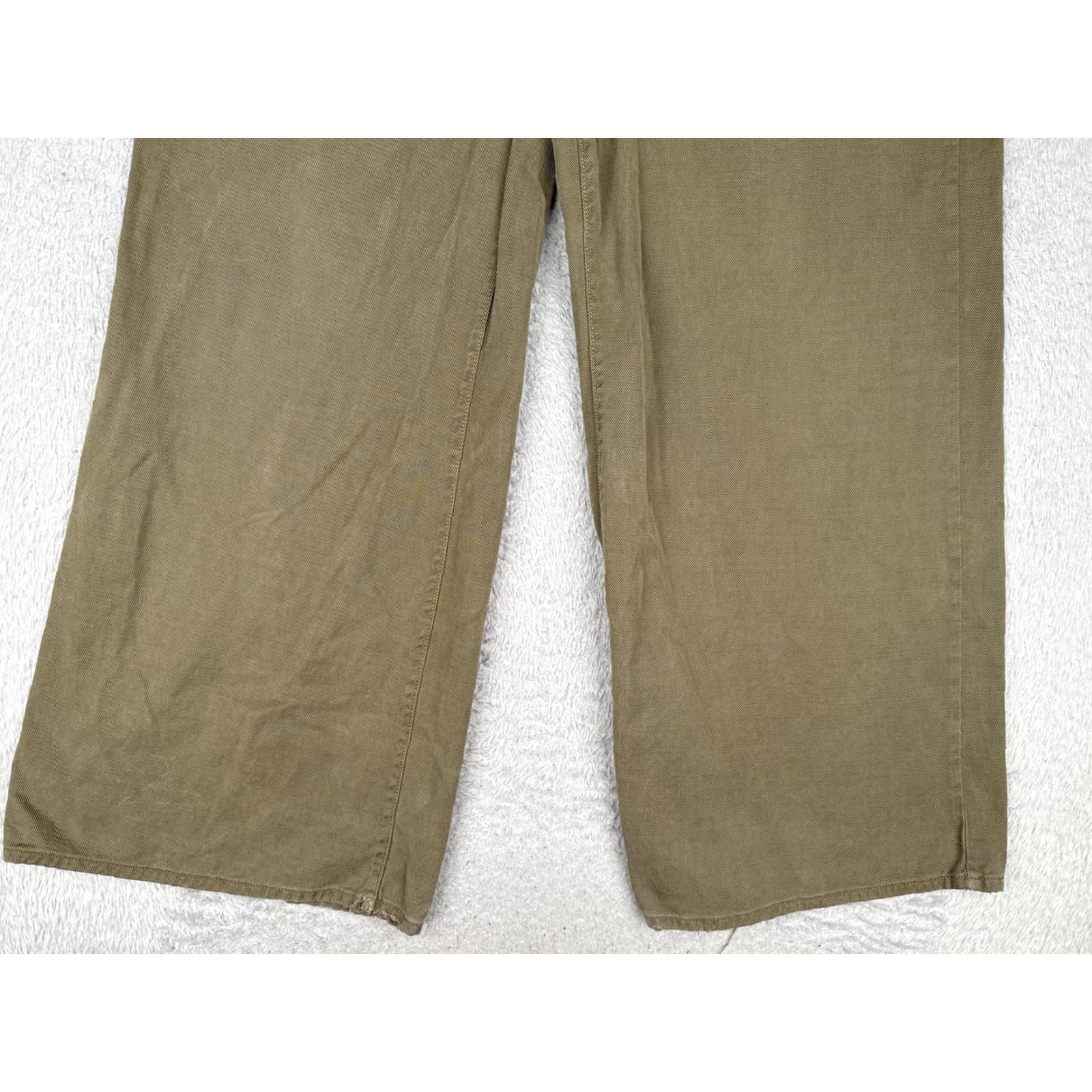 Olive a.n.a A New Approach Pants Womens 16 Olive Green Wide Leg Utility Tencel Blend Size 38" / US 16 / IT 52 - 2 Thumbnail