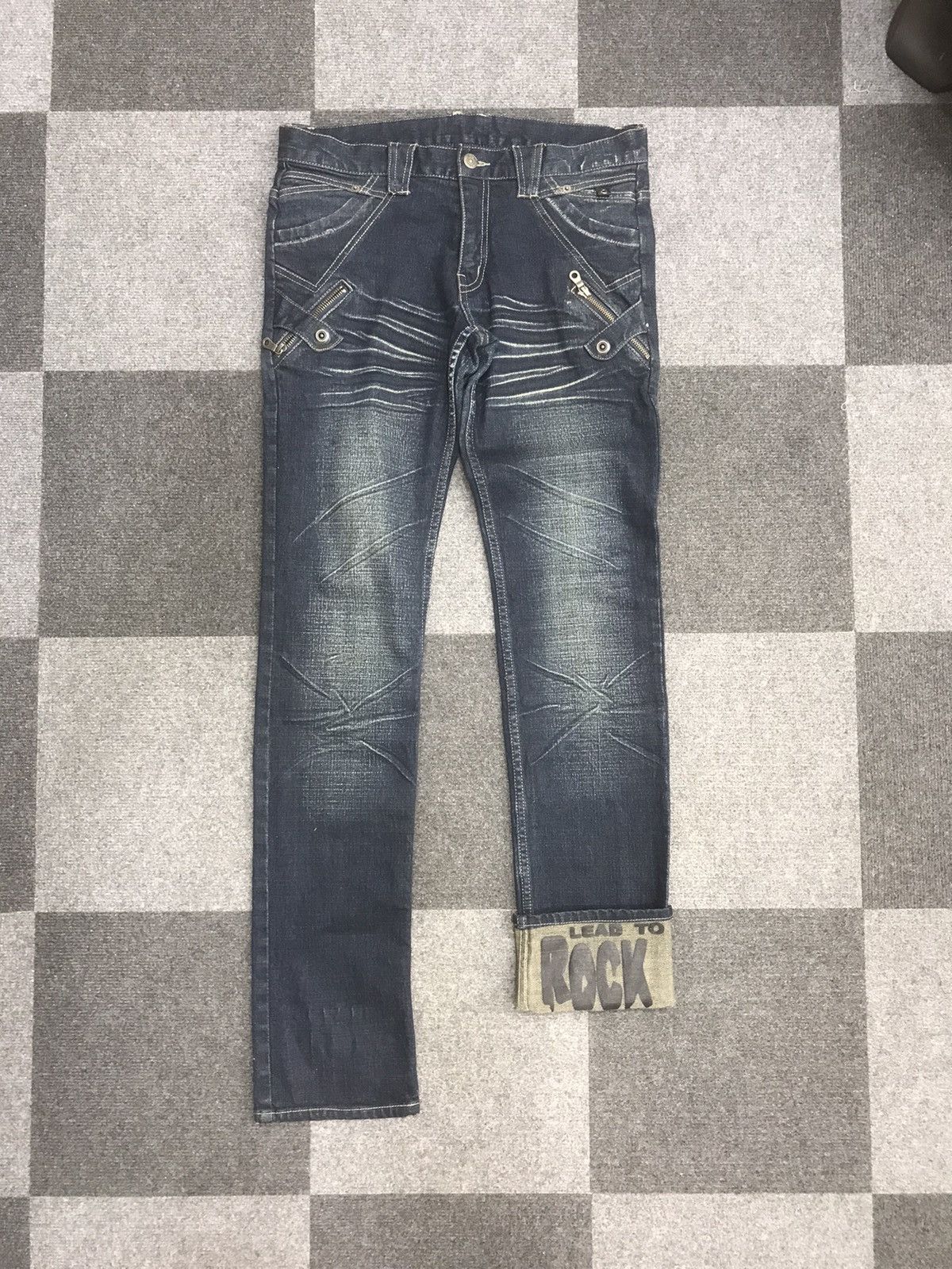 image of Archival Ppfm "all Roads Lead To Rock" Series Skinny Jeans in Denim, Men's (Size 32)