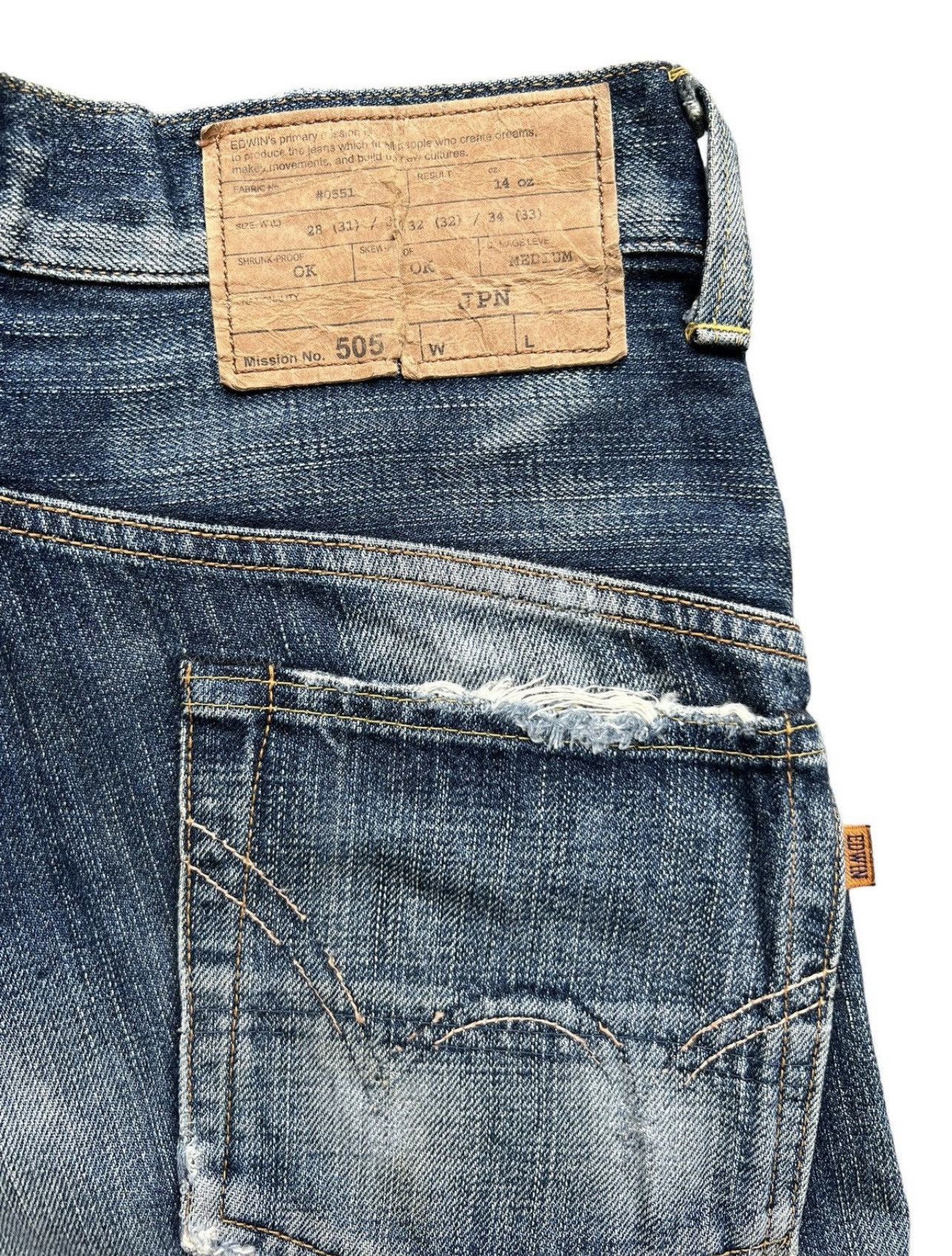 Edwin Vintage Edwin 505 Selvedge Distressed Denim Jeans 30x32 Size US 30 / EU 46 - 12 Thumbnail
