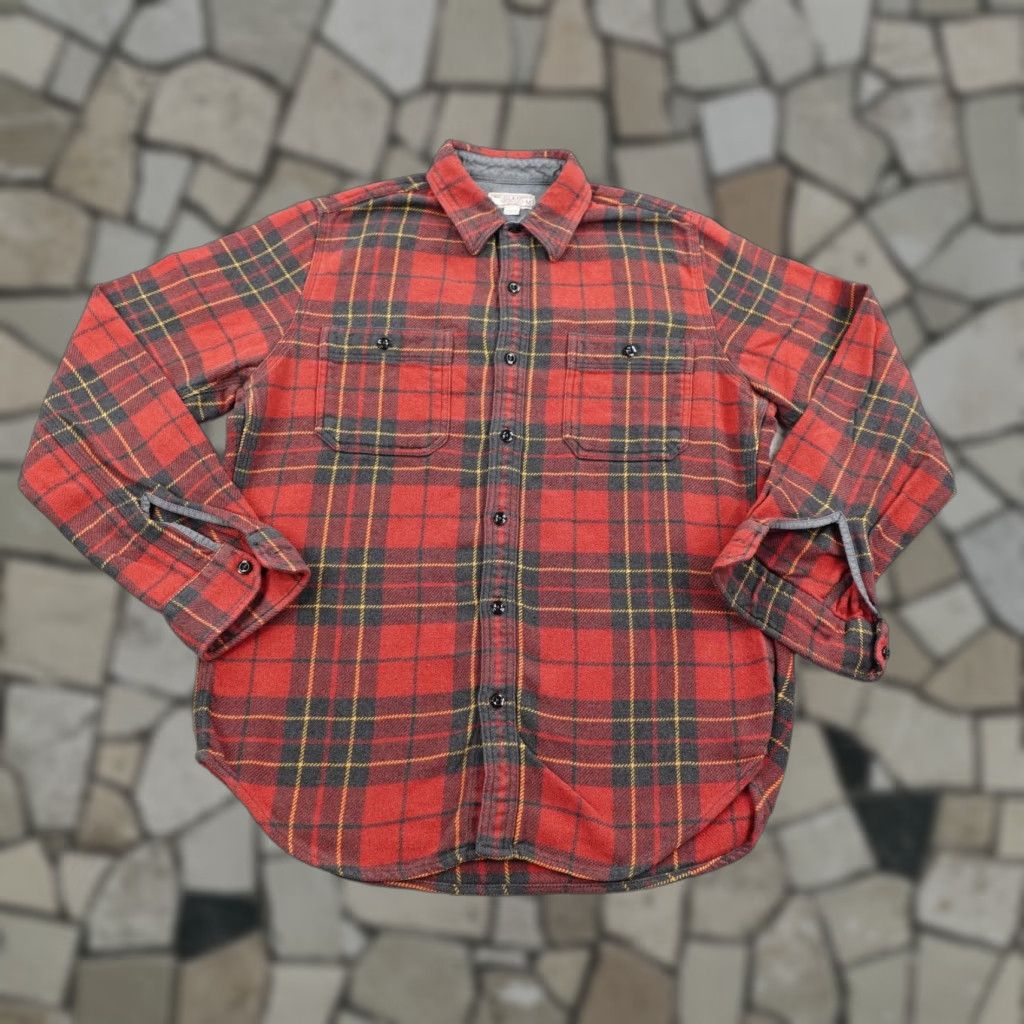 Wallace & Barnes VINTAGE Wallace & Barnes Shirt Mens Medium Red Black Plaid Twill Flannel Utility Work - Button-Up, Long Sleeve, Cotton, Pockets, Casual Workwear Mens Size US M / EU 48-50 / 2 - 1 Thumbnail