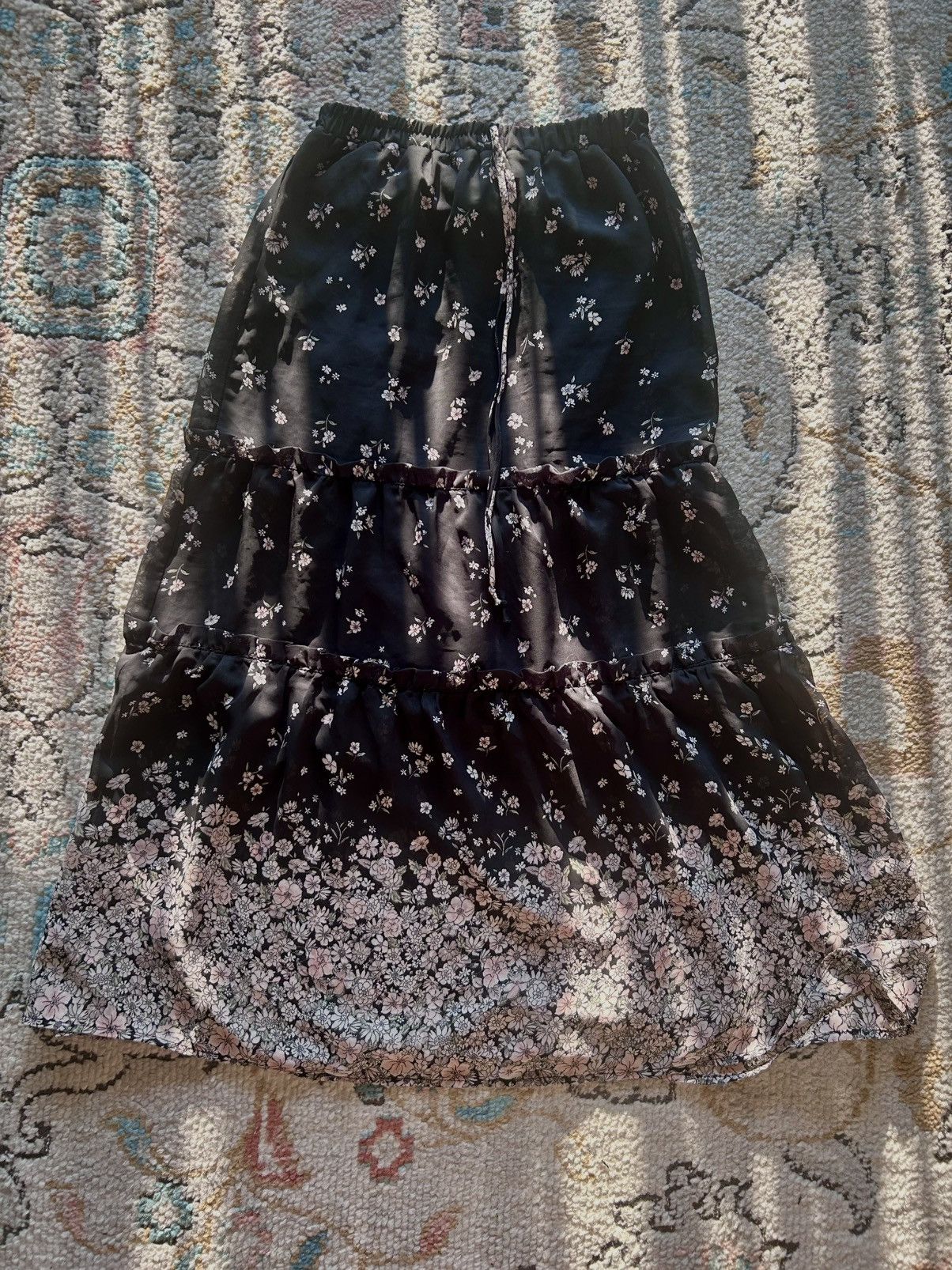 Other Sienna Sky Black and Silver Tiered Maxi Skirt Size 27" / US 4 / IT 40 - 1 Thumbnail