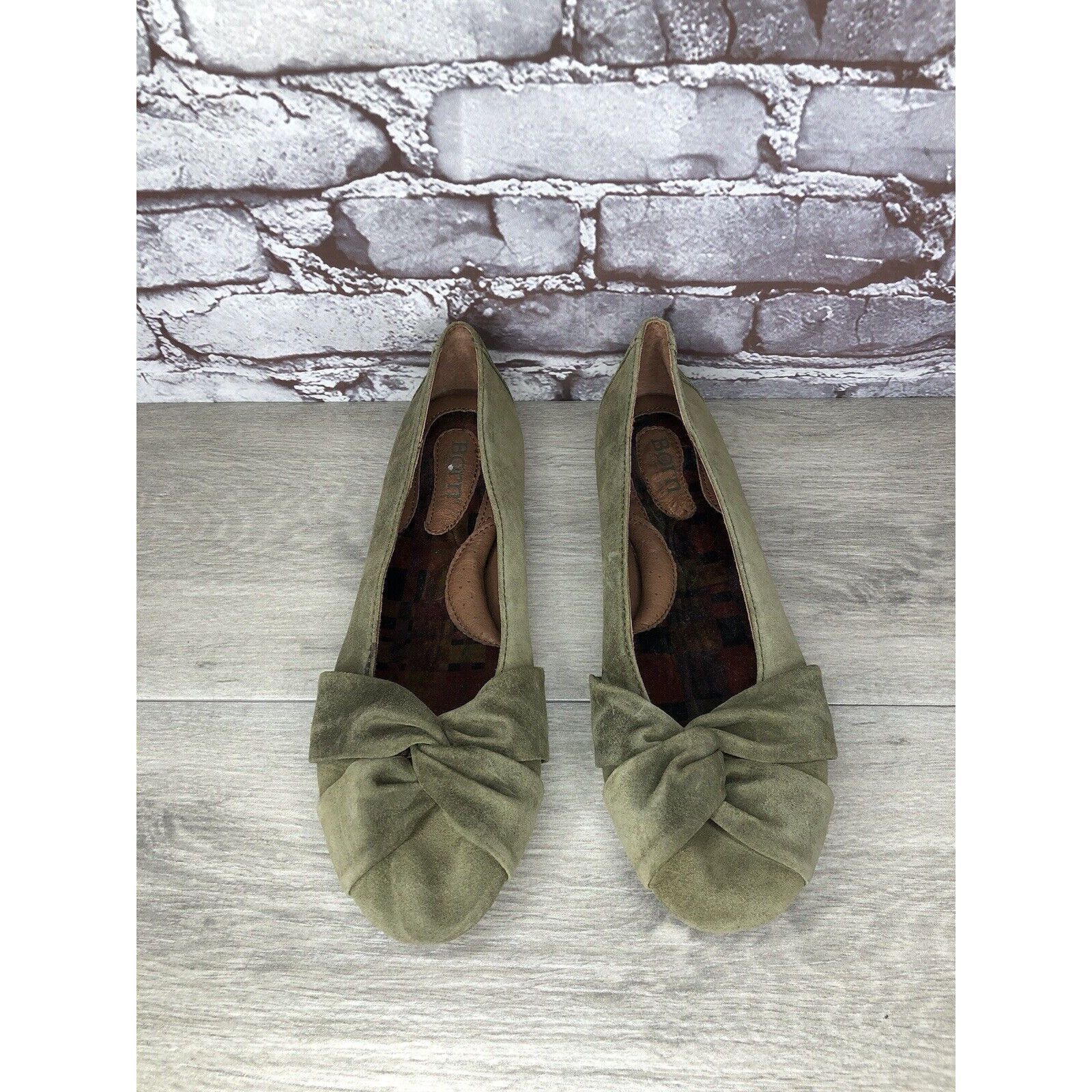 Born Born Lily Green Suede Leather Knot Ballet Flats Shoes Women’ Size US 11 / IT 41 - 9 Thumbnail