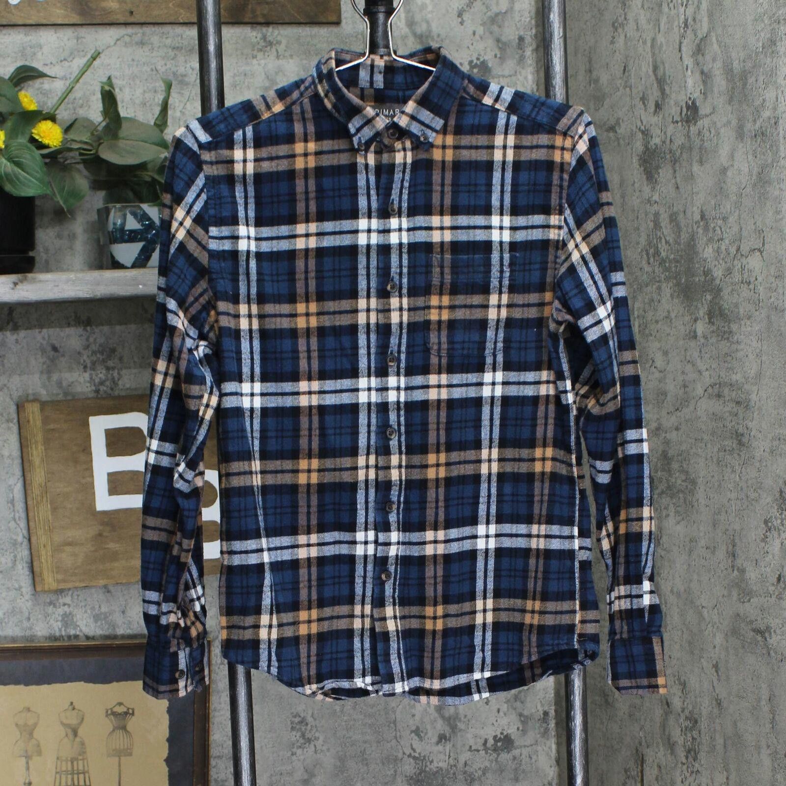 Primark Primark Cotton Button Up Flannel Shirt Blue Orange Plaid XS Size US XS / EU 42 / 0 - 1 Thumbnail