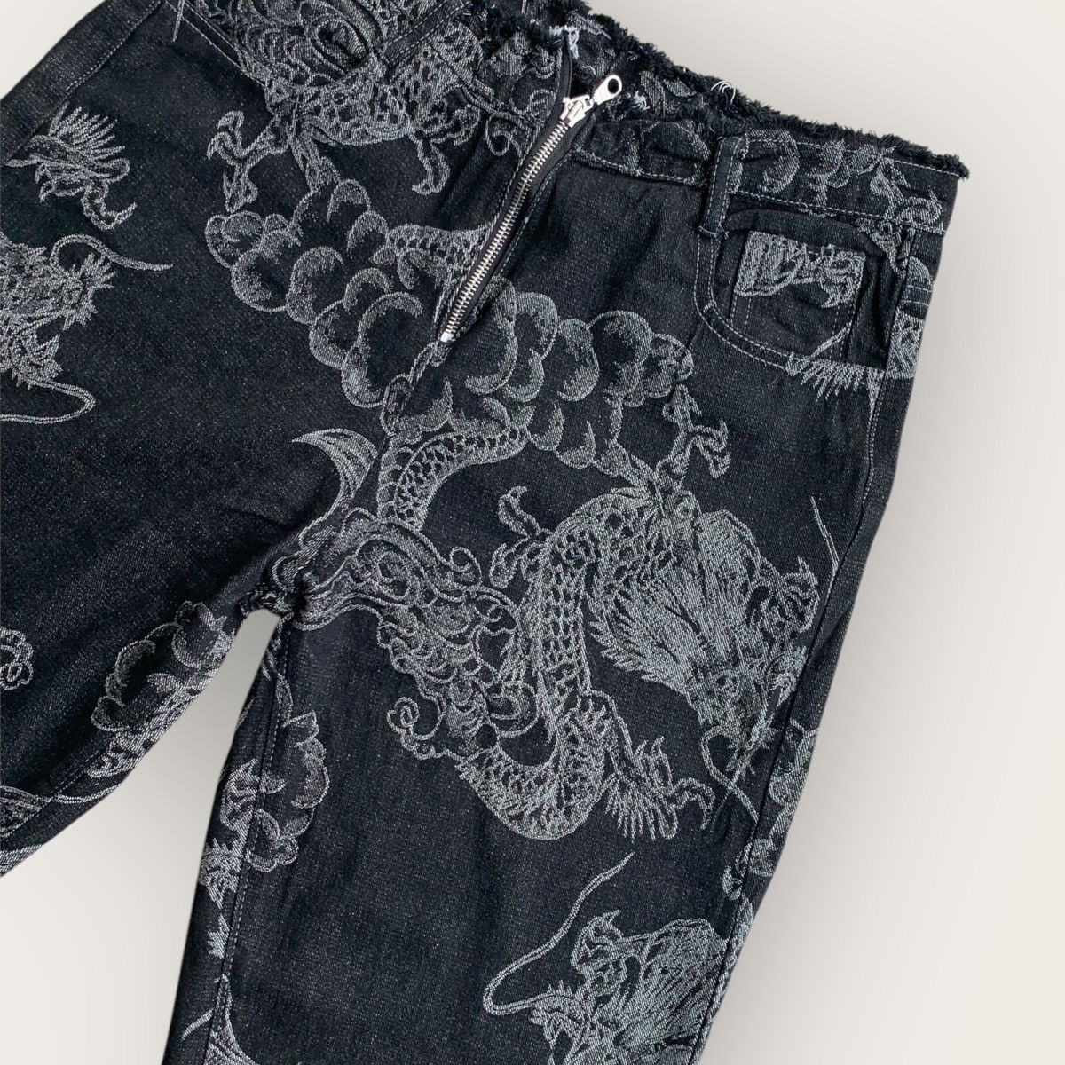 Japanese Brand Flare Jeans Dragon Full Print Size US 30 / EU 46 - 3 Thumbnail